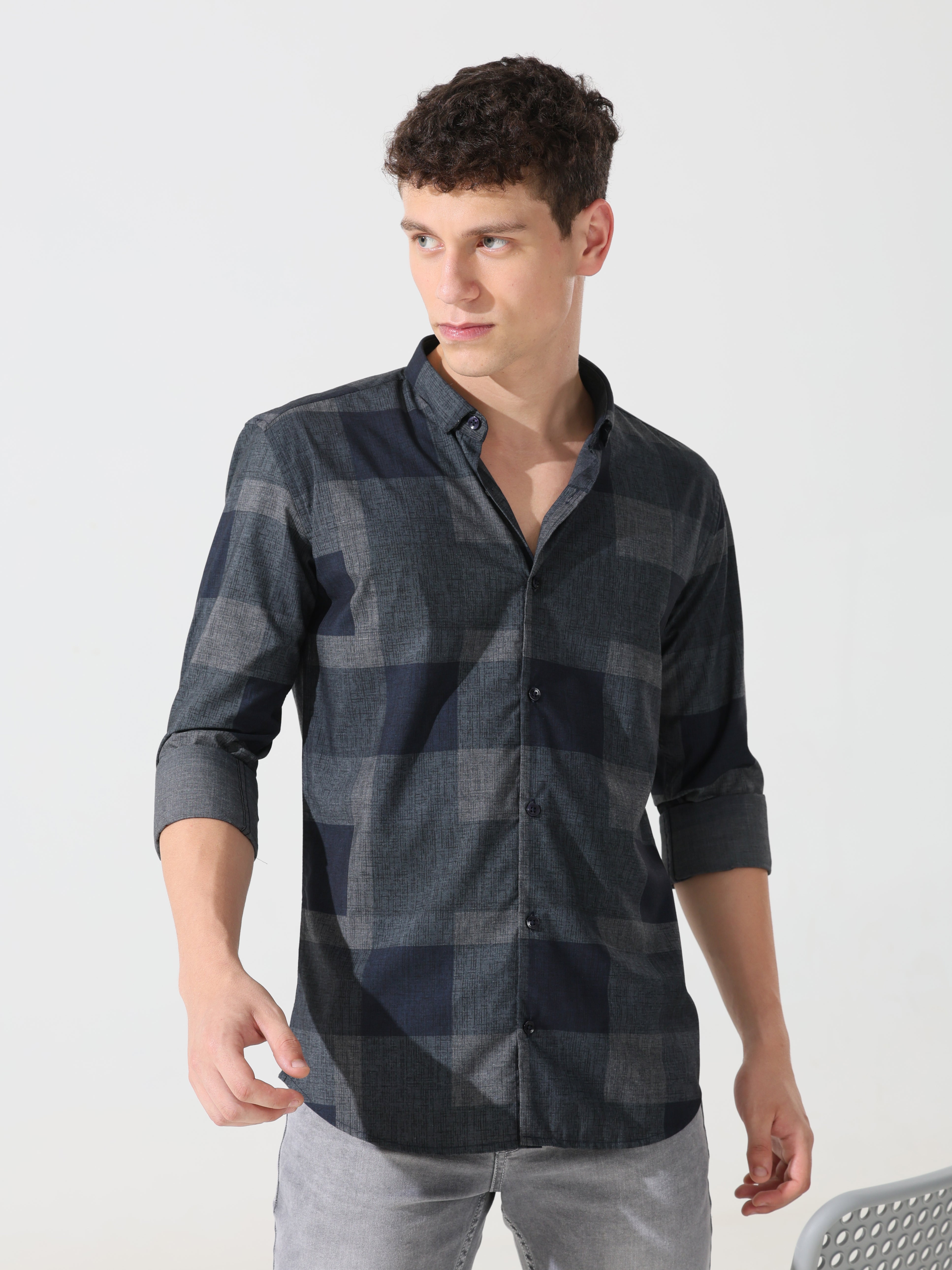 Pebble grey slim fit shirt