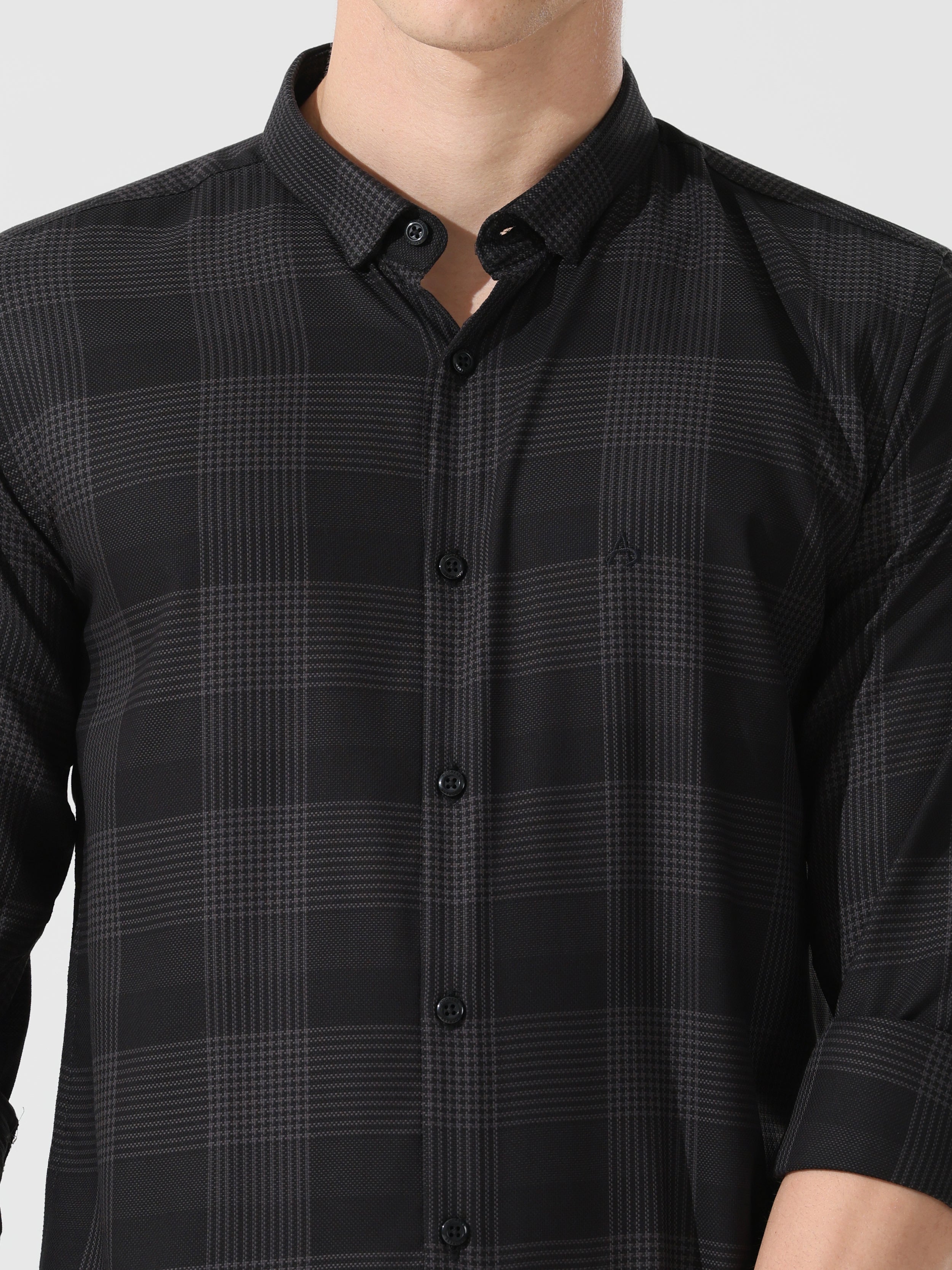 Supima black check slim fit shirt