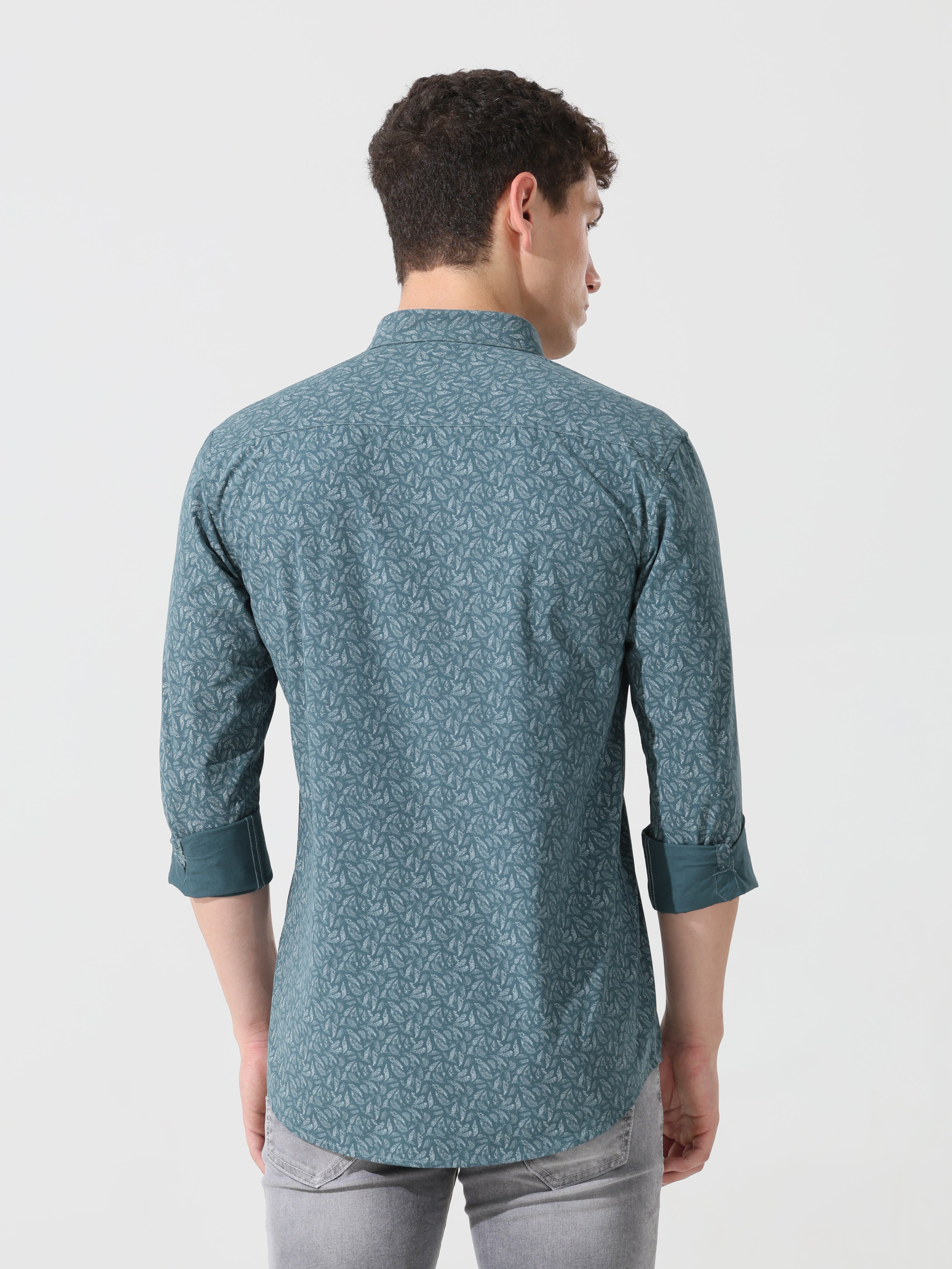 Shaded Spruce printed slim fit shirts - Address pro