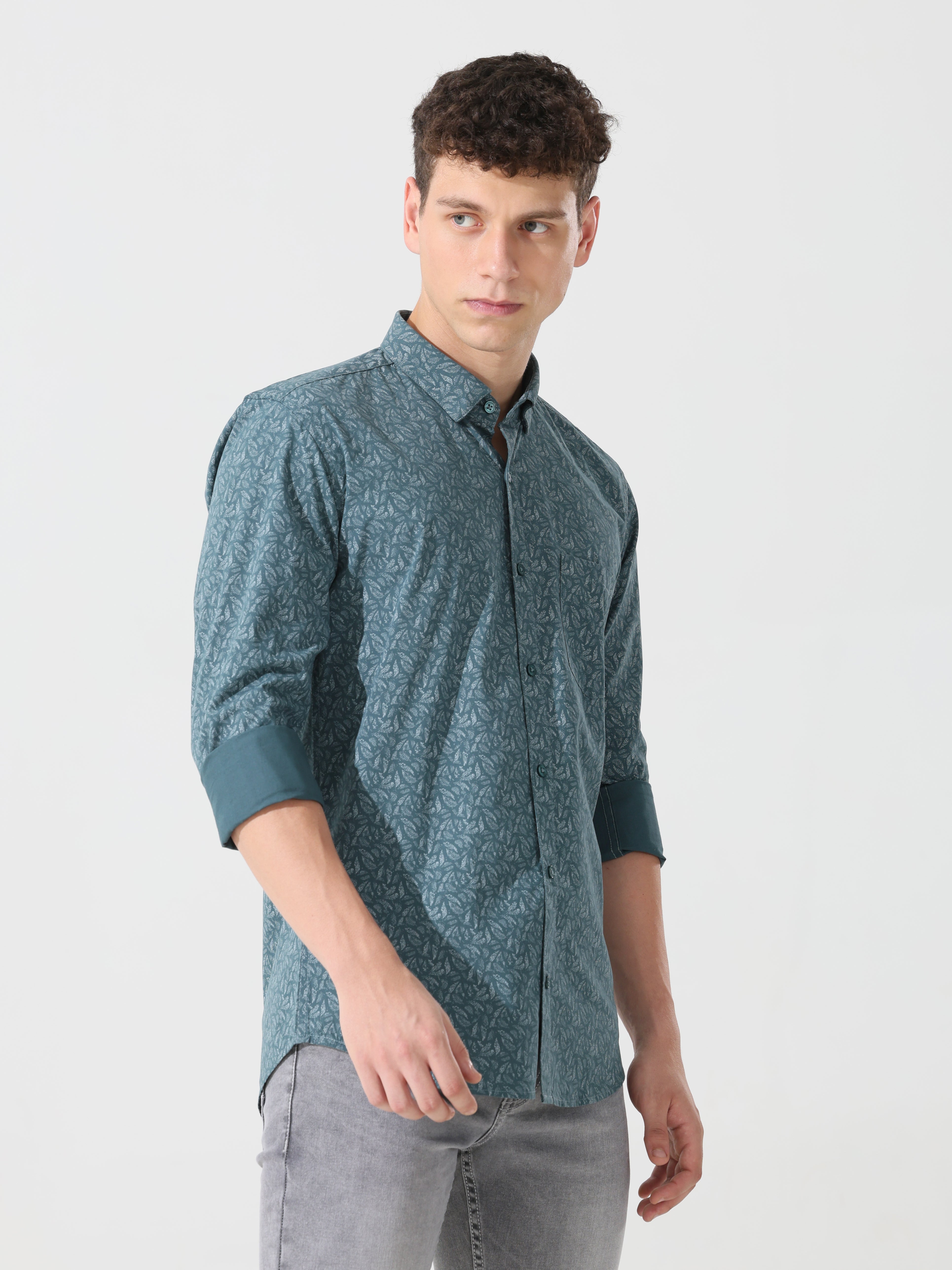 Shaded Spruce printed slim fit shirts - Address pro