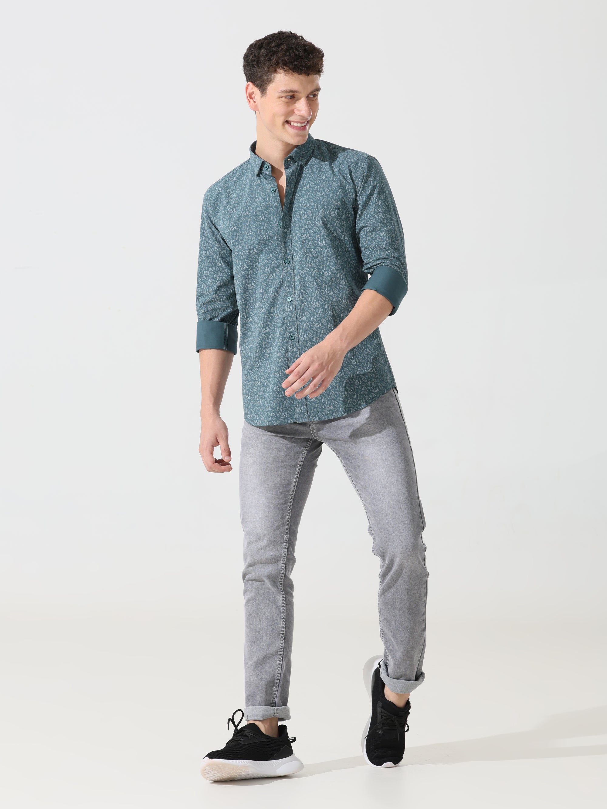 Shaded Spruce printed slim fit shirts - Address pro