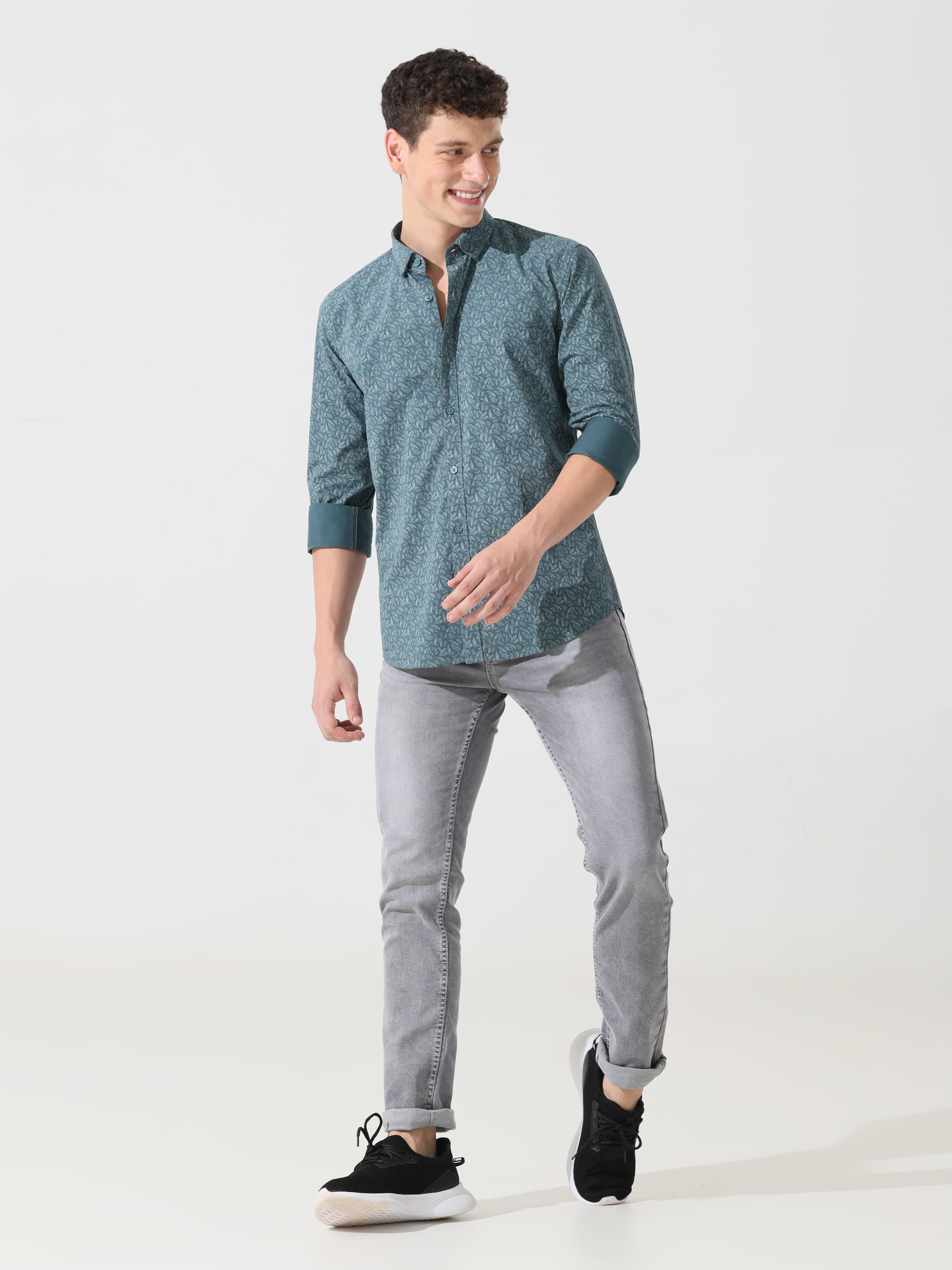 Shaded Spruce printed slim fit shirts - Address pro