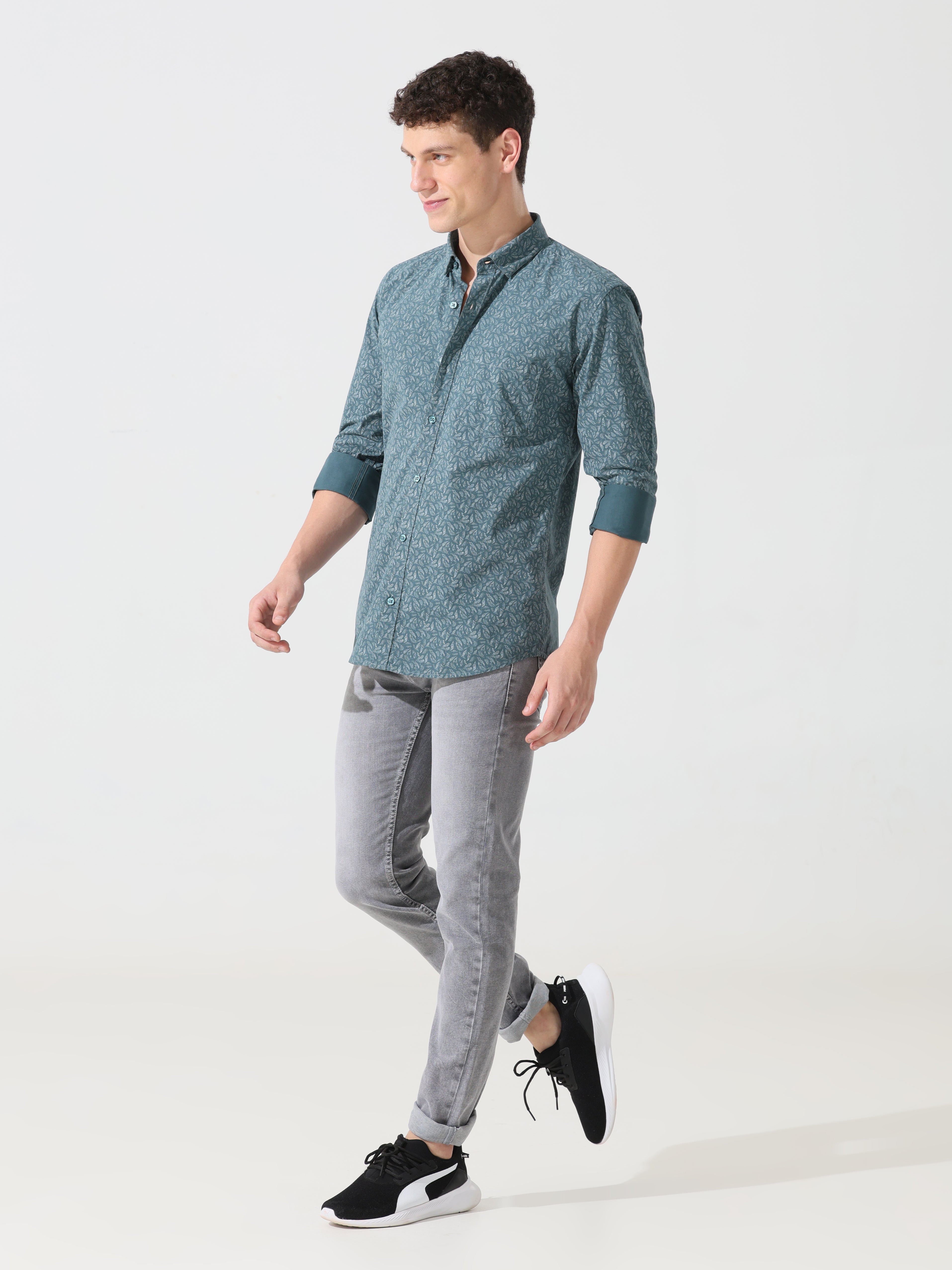 Shaded Spruce printed slim fit shirts - Address pro