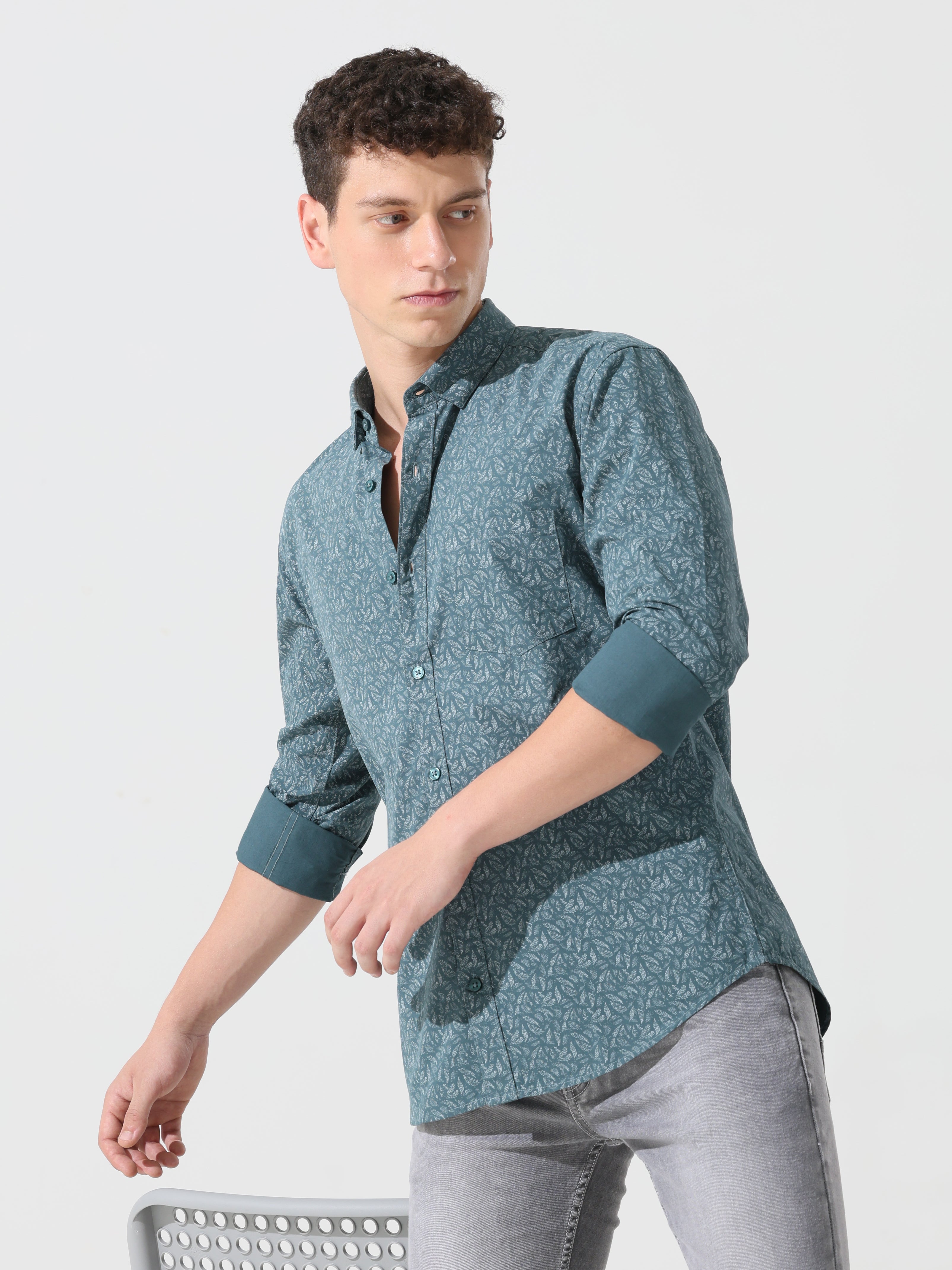 Shaded Spruce printed slim fit shirts - Address pro