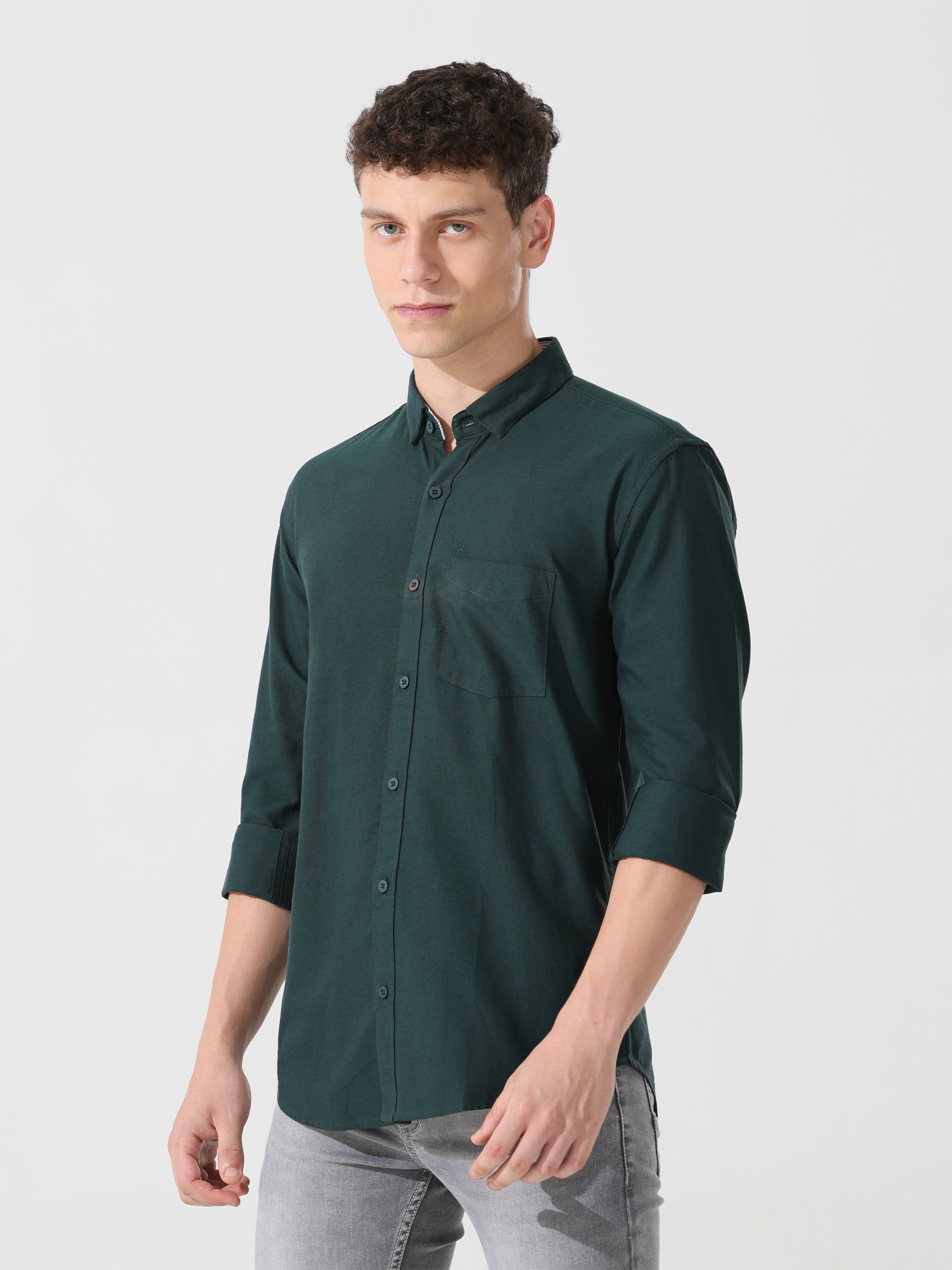 Oxford pine green slim fit shirt