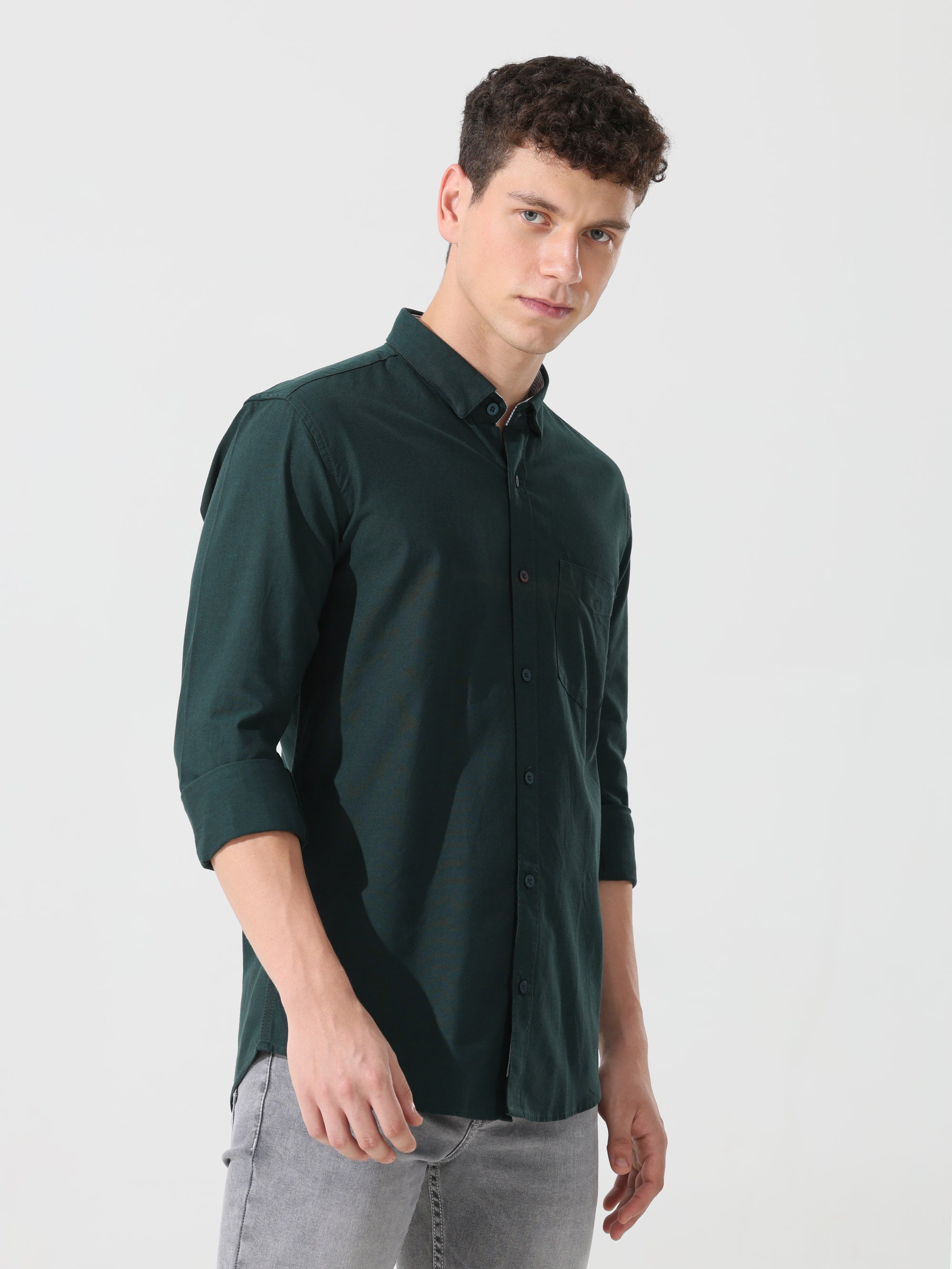 Oxford pine green slim fit shirt