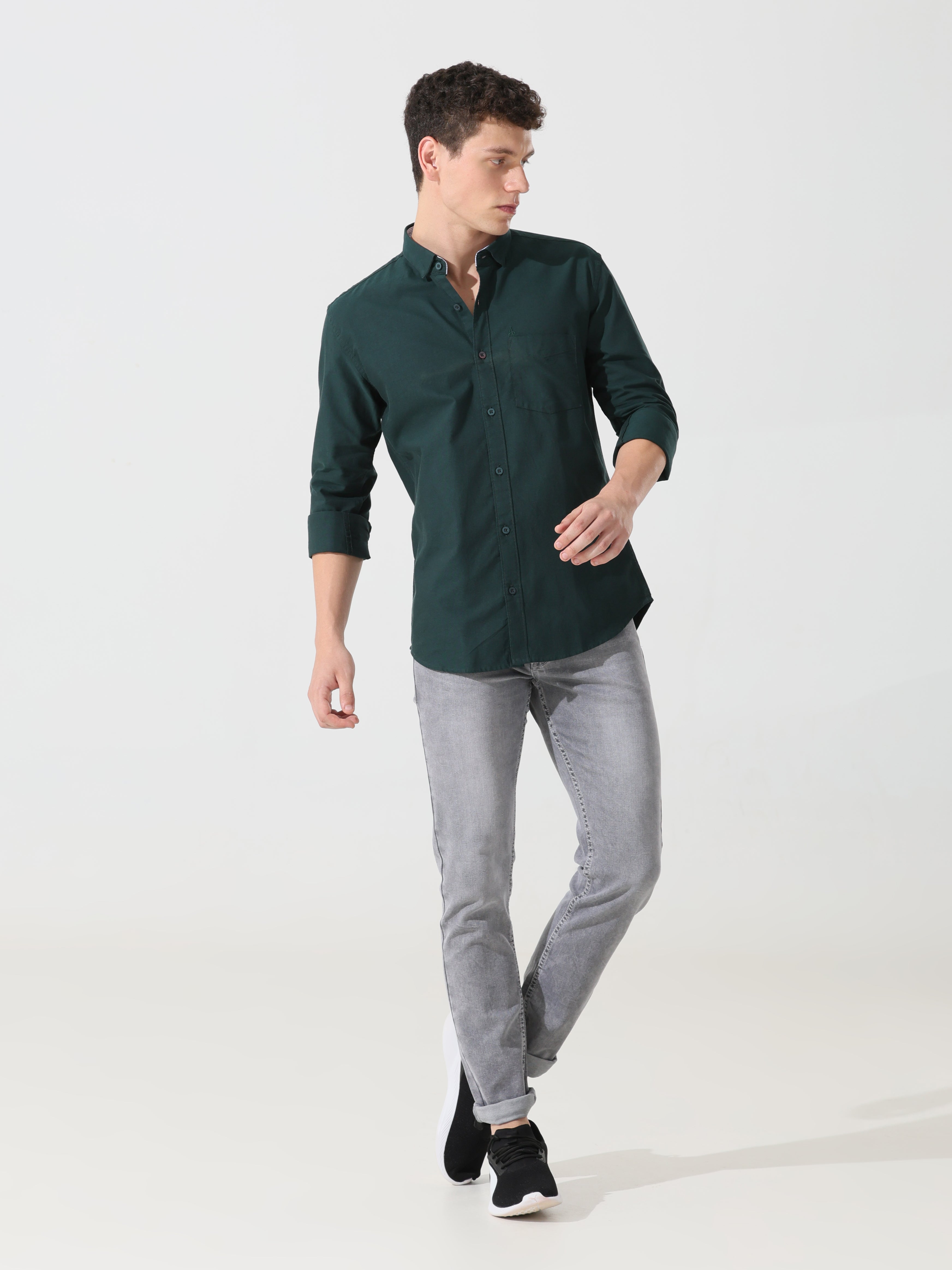 Oxford pine green slim fit shirt