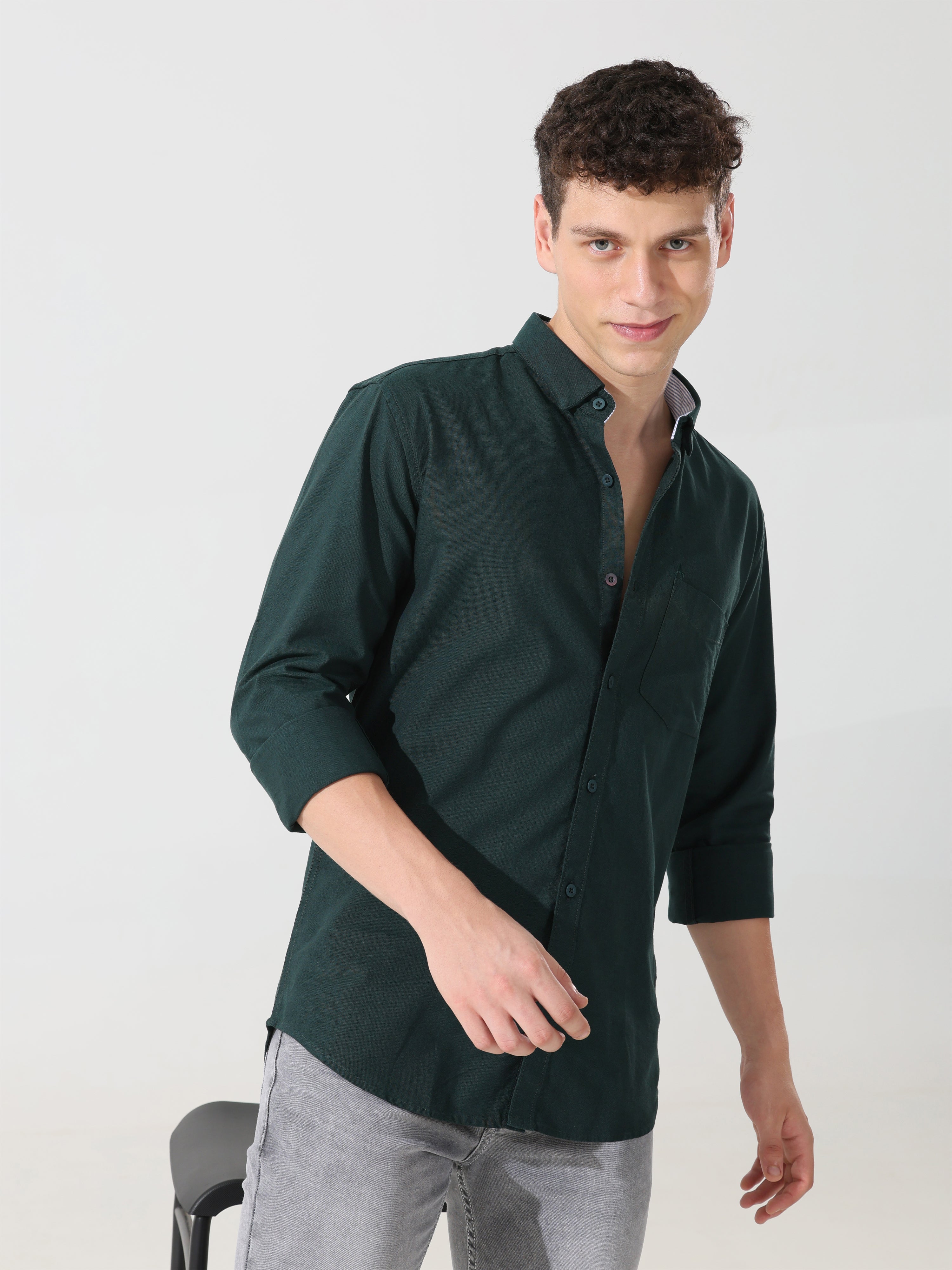 Oxford pine green slim fit shirt