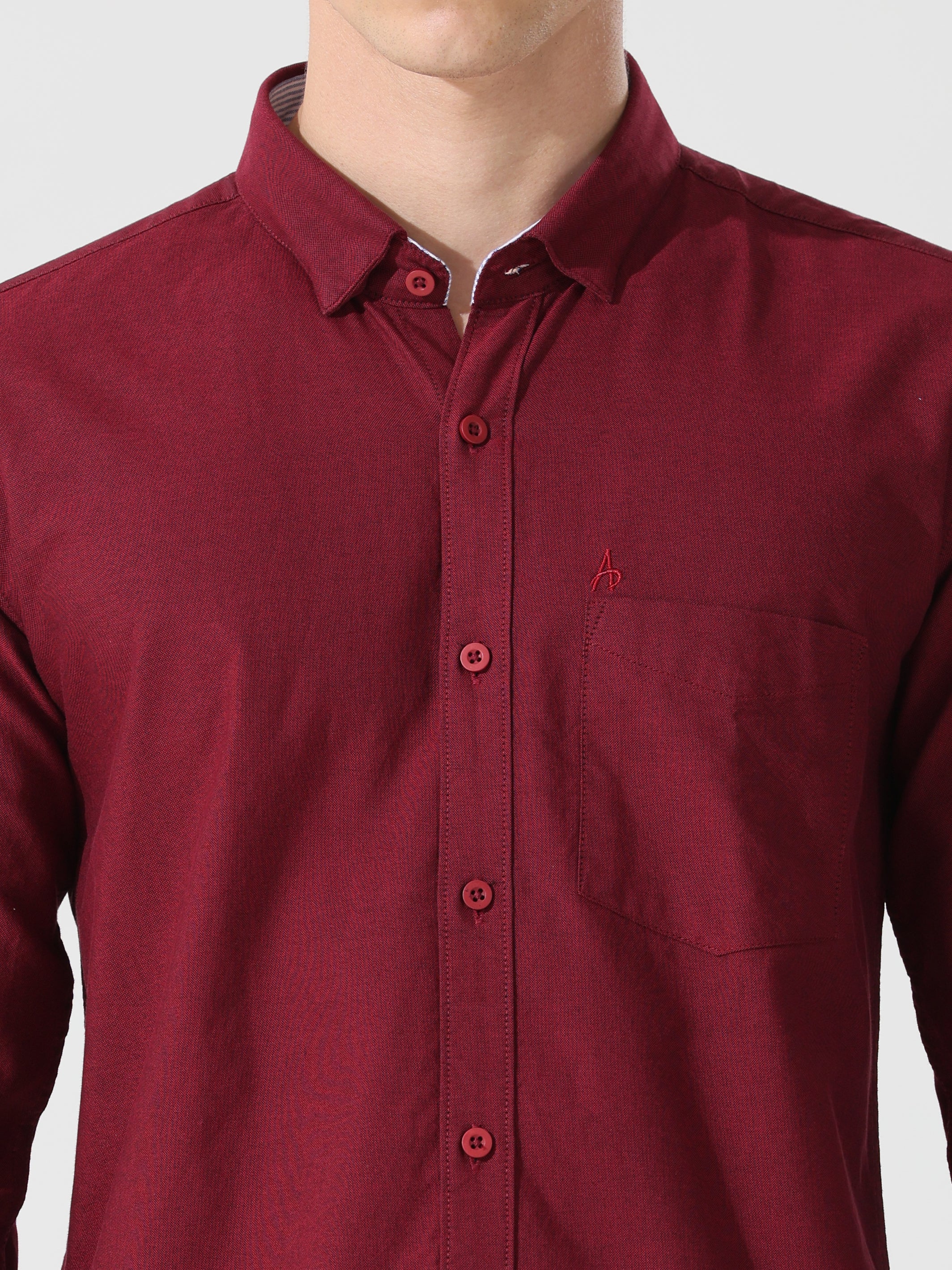 Oxford maroon slim fit shirt