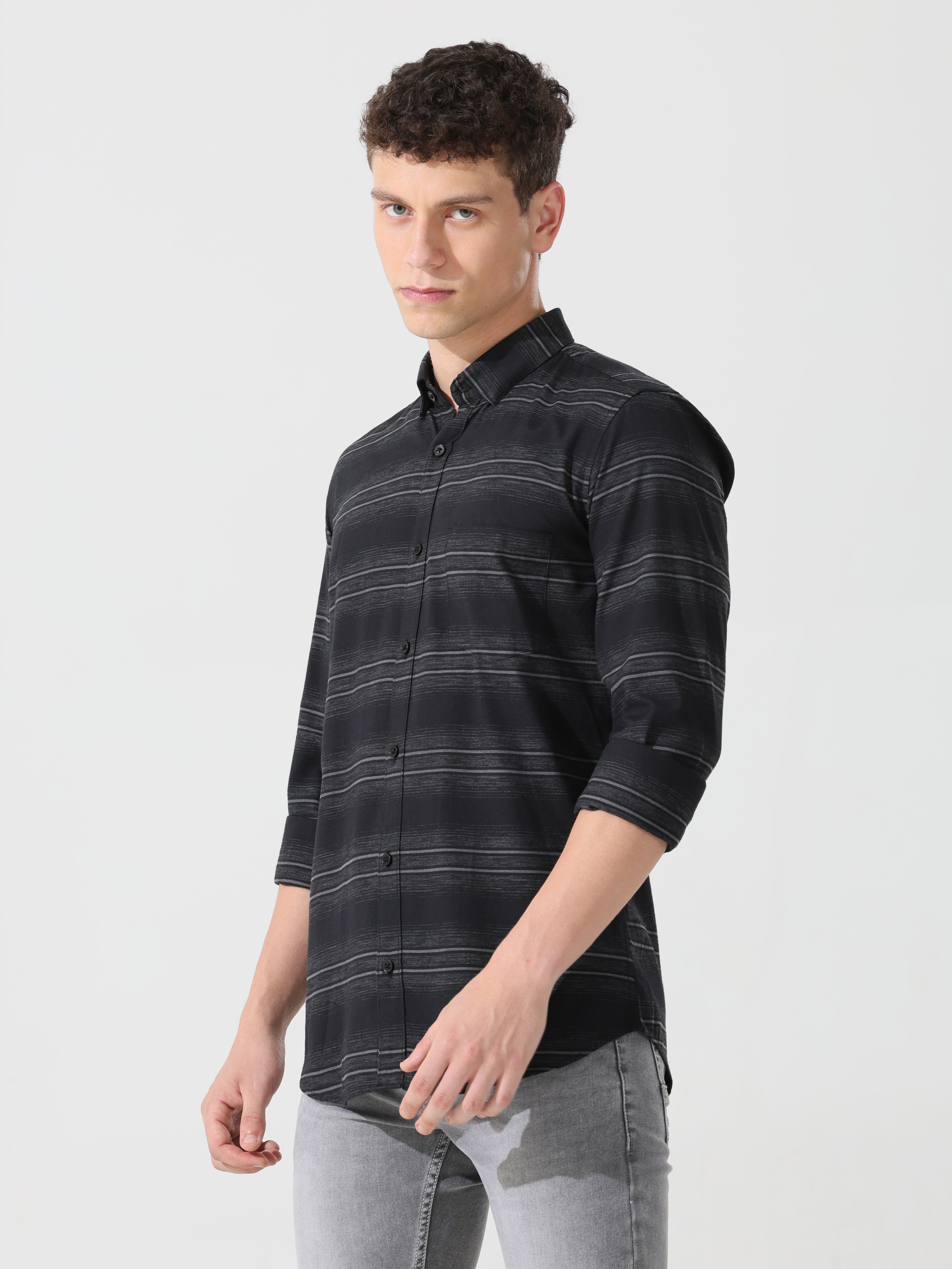 Black stripe slim fit shirts - Address pro