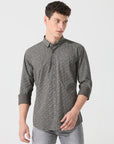 pewter printed slim fit shirts - Address pro