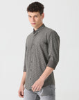 pewter printed slim fit shirts - Address pro