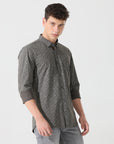 pewter printed slim fit shirts - Address pro