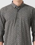 pewter printed slim fit shirts - Address pro