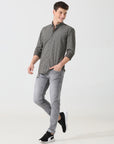 pewter printed slim fit shirts - Address pro
