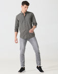 pewter printed slim fit shirts - Address pro