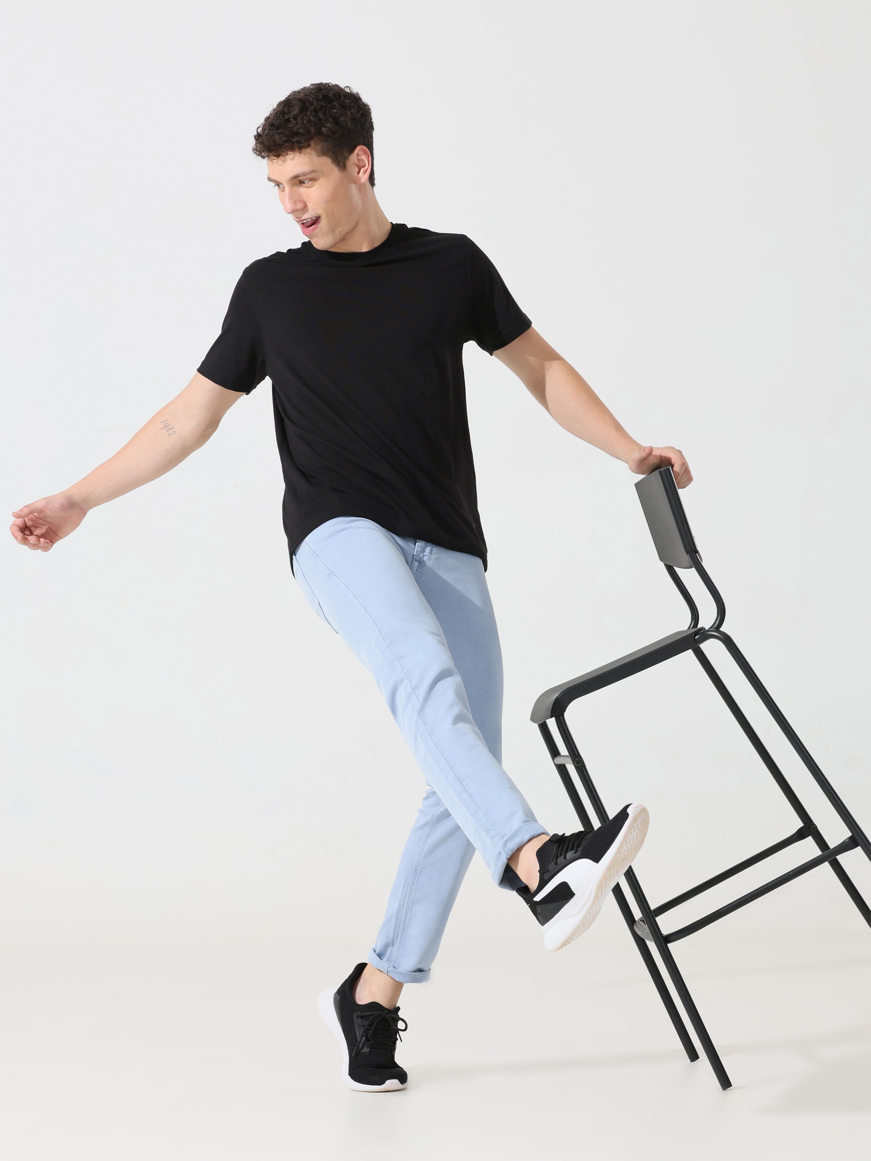 Address Sky blue denim Slim fit