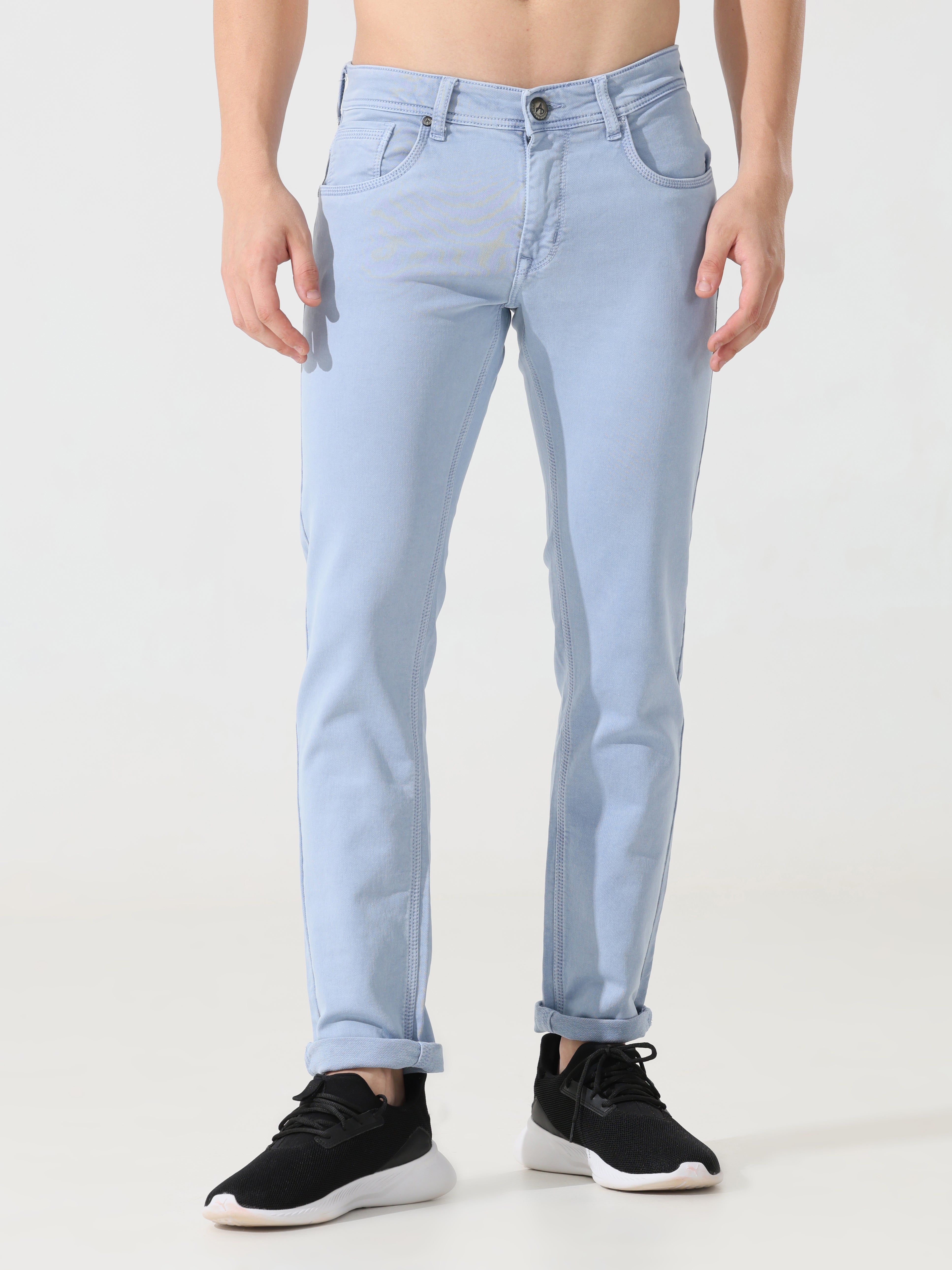 Address Sky blue denim Slim fit