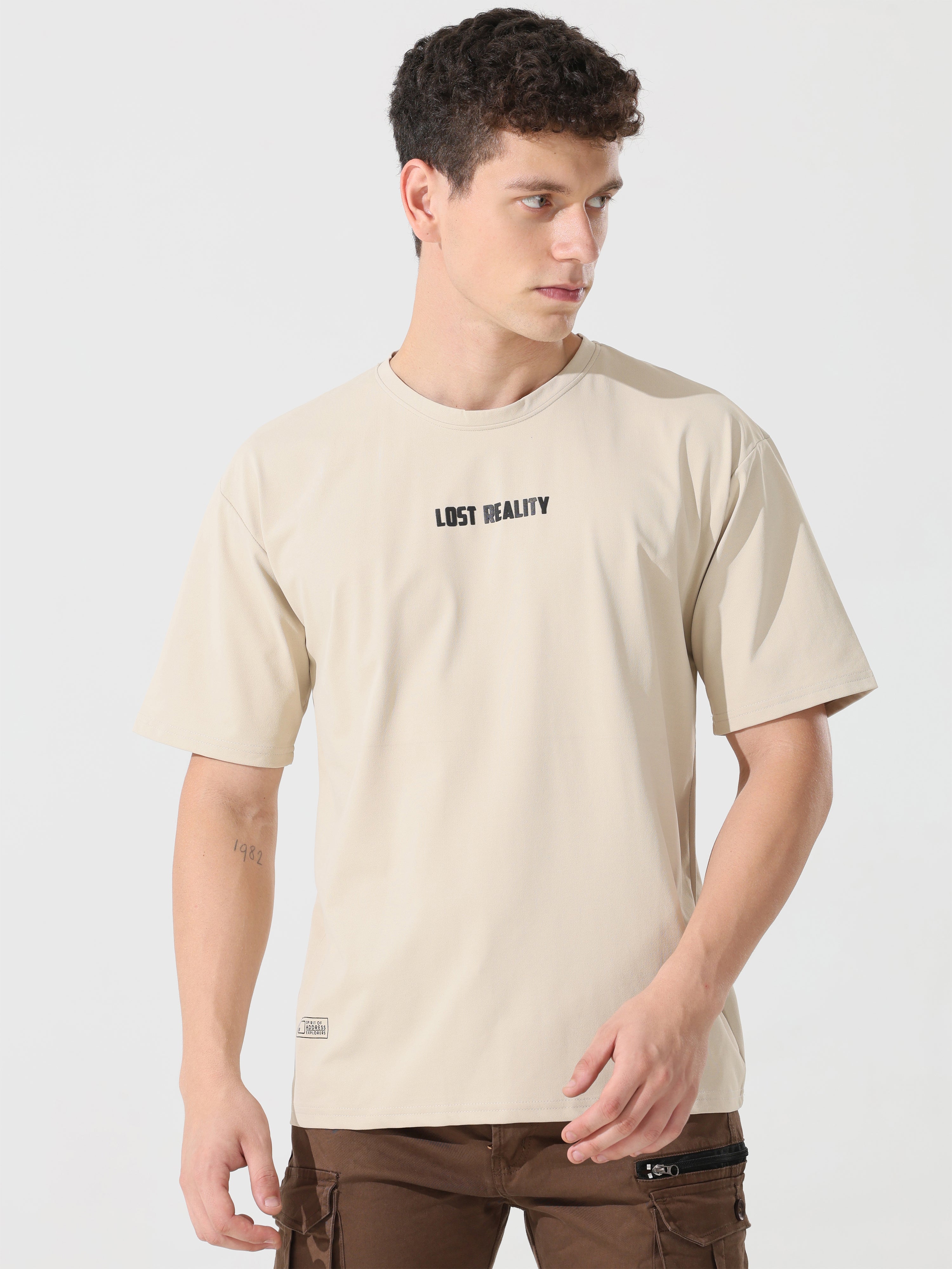 Lost reality Cream half sleeve tee