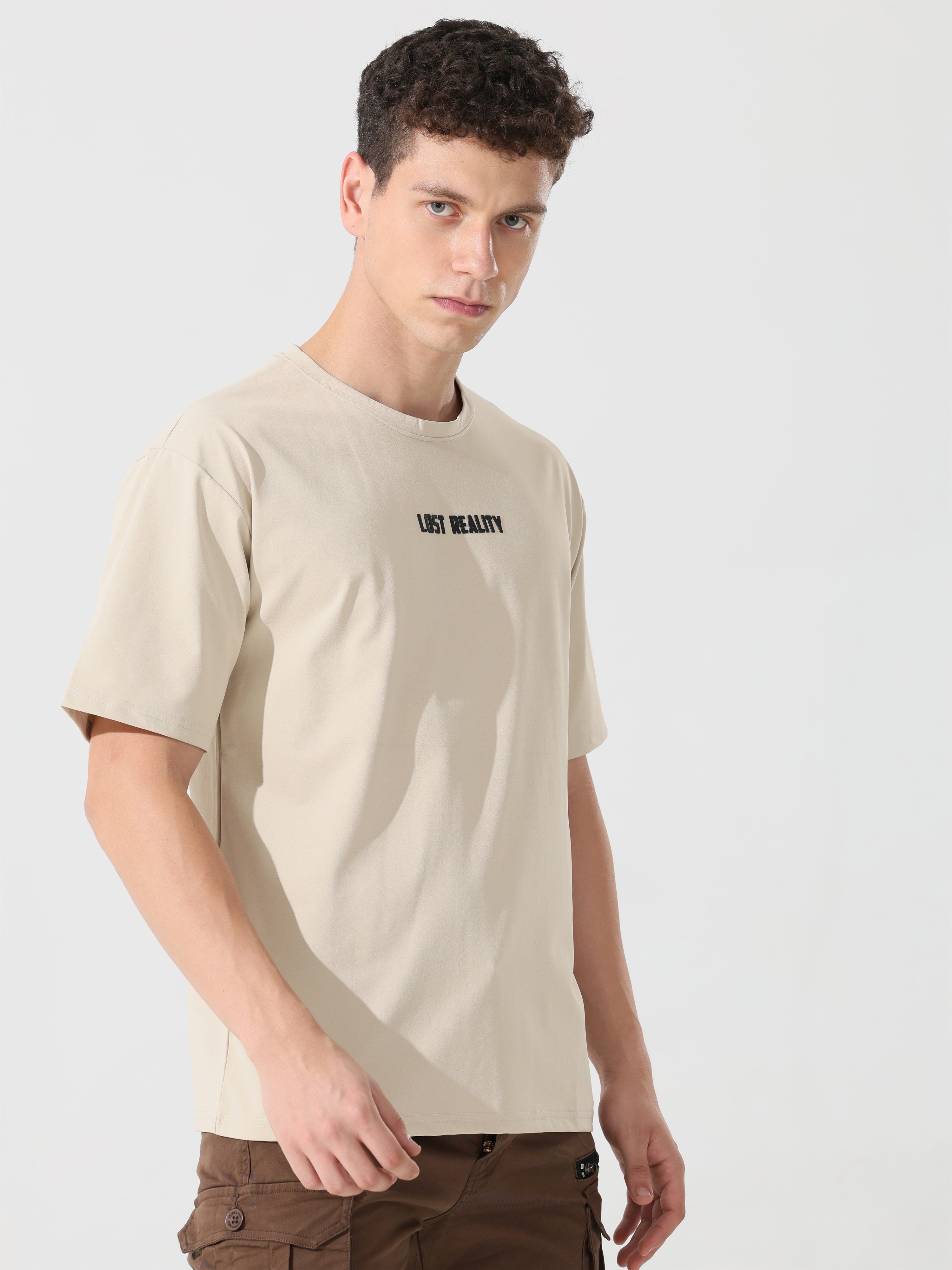 Lost reality Cream half sleeve tee