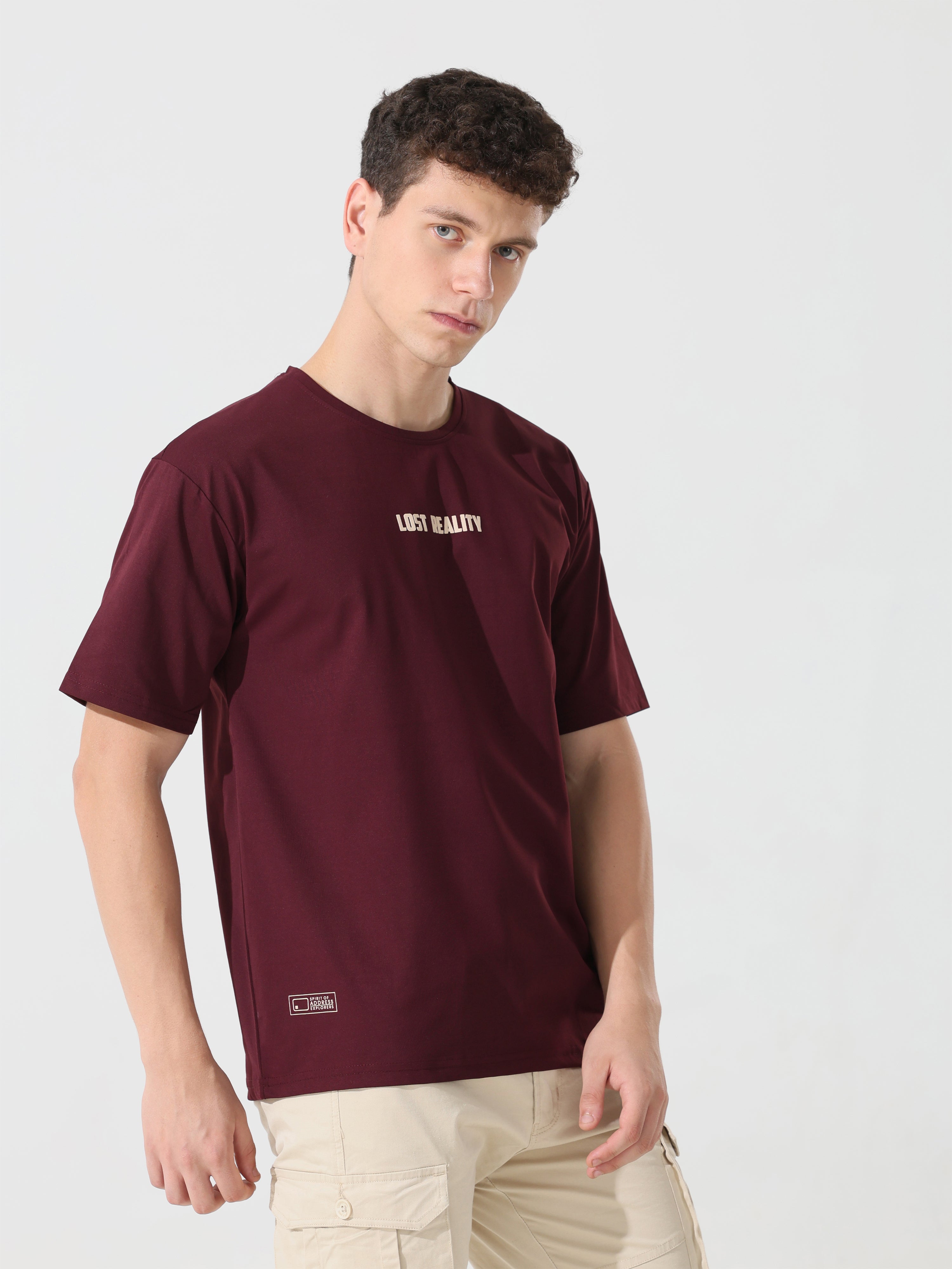 Lost reality Maroon half sleeve tee