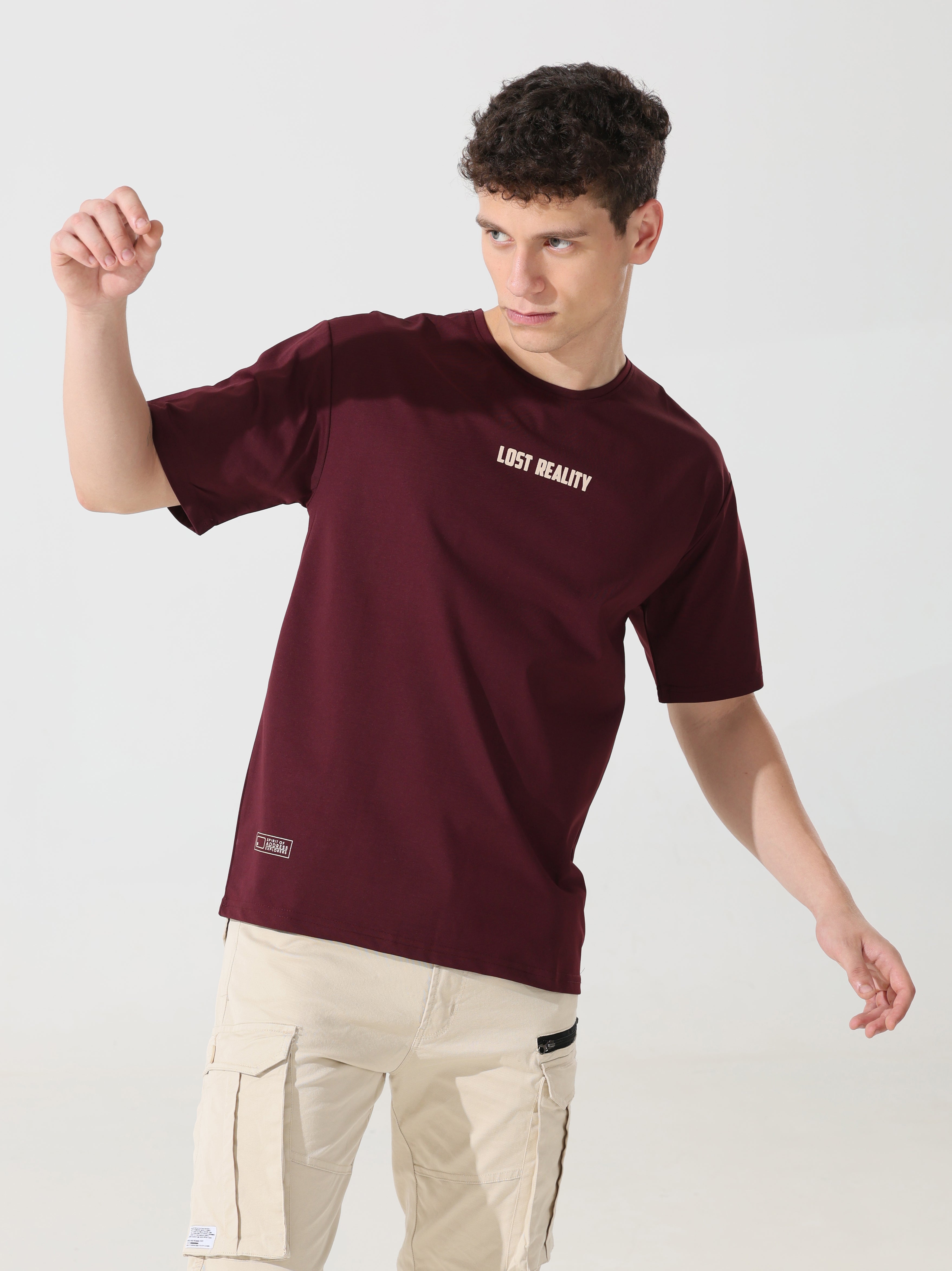 Lost reality Maroon half sleeve tee