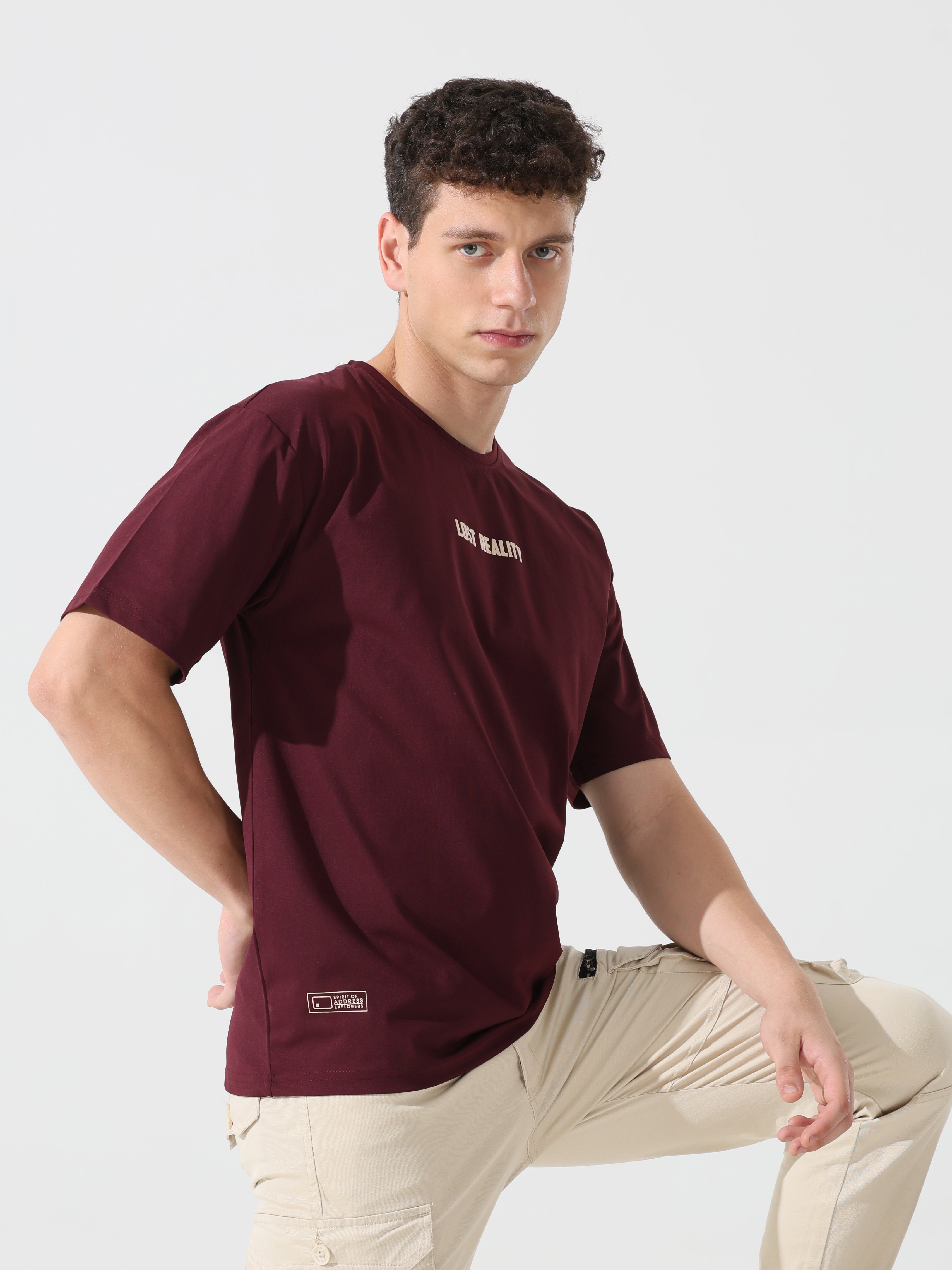 Lost reality Maroon half sleeve tee