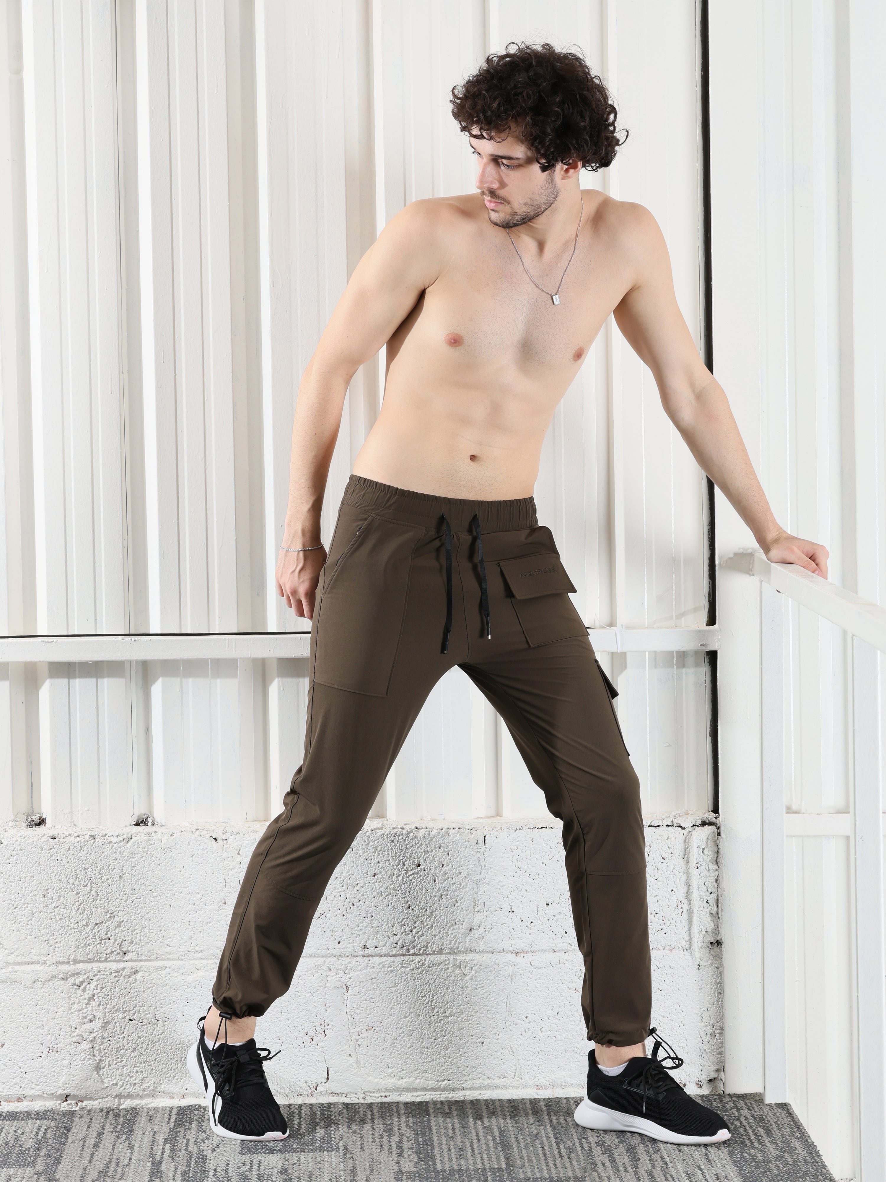 Mens Lycra fit Brown track pants - Address