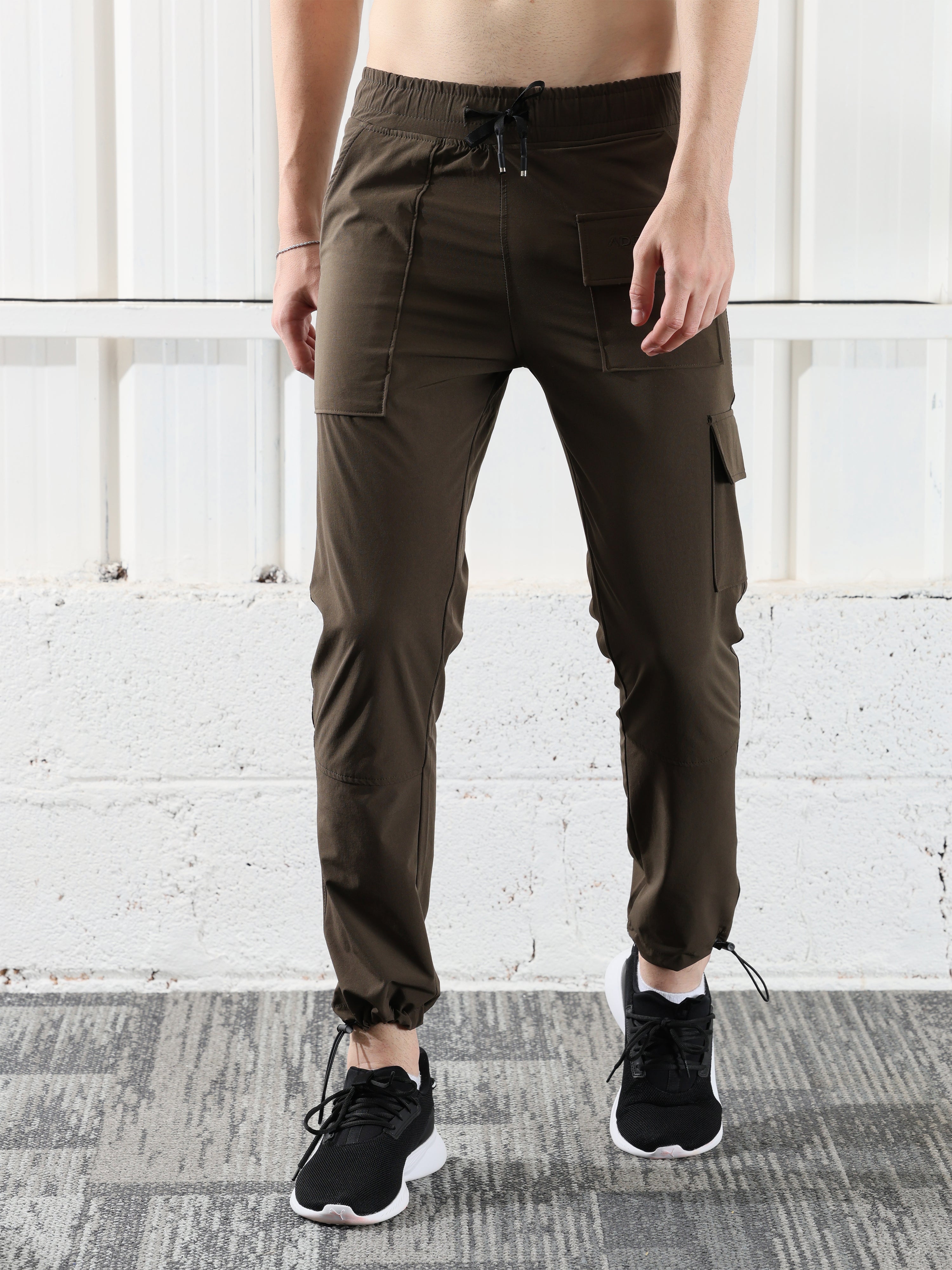 Mens Lycra fit Brown track pants - Address