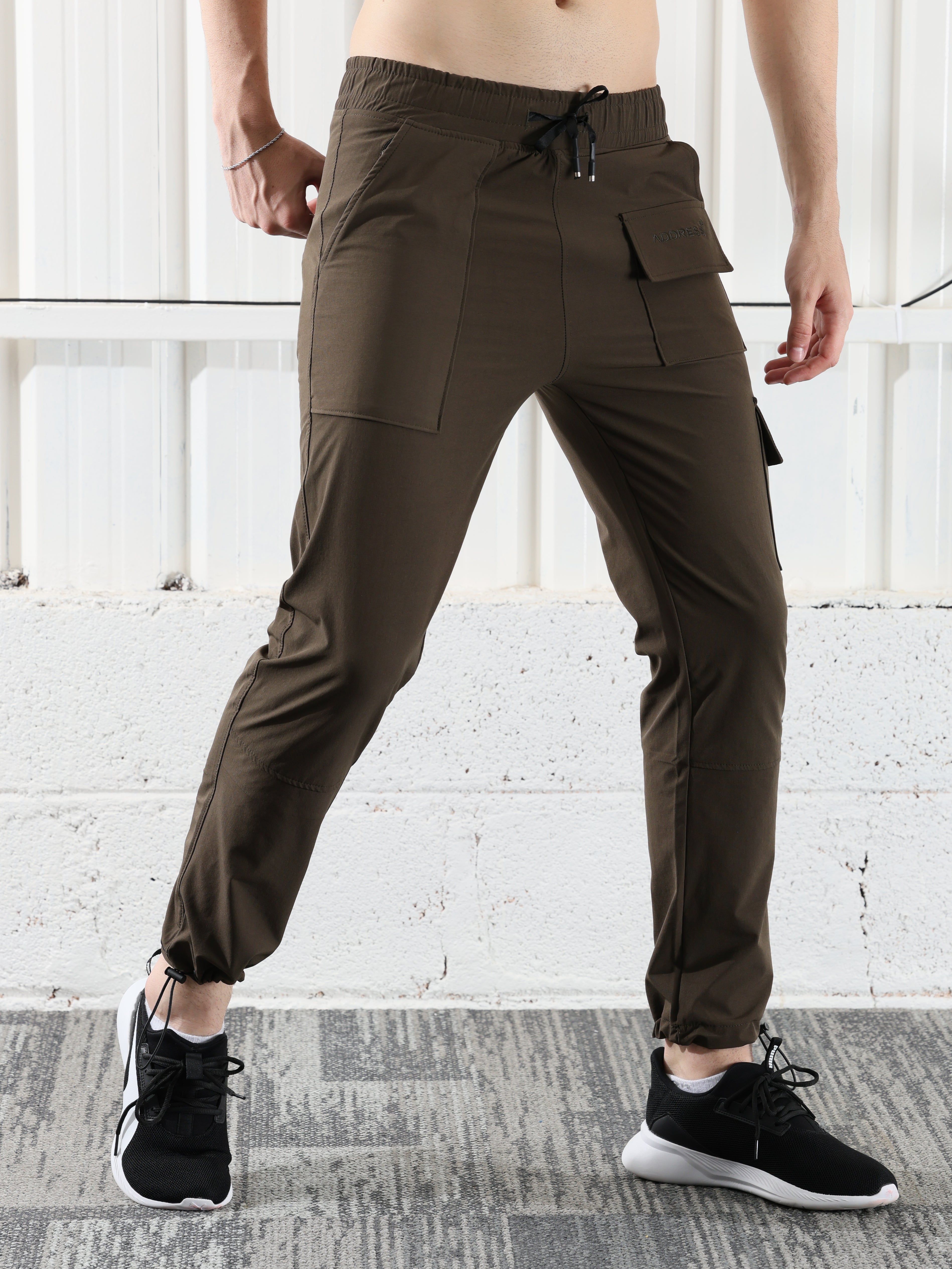 Mens Lycra fit Brown track pants - Address