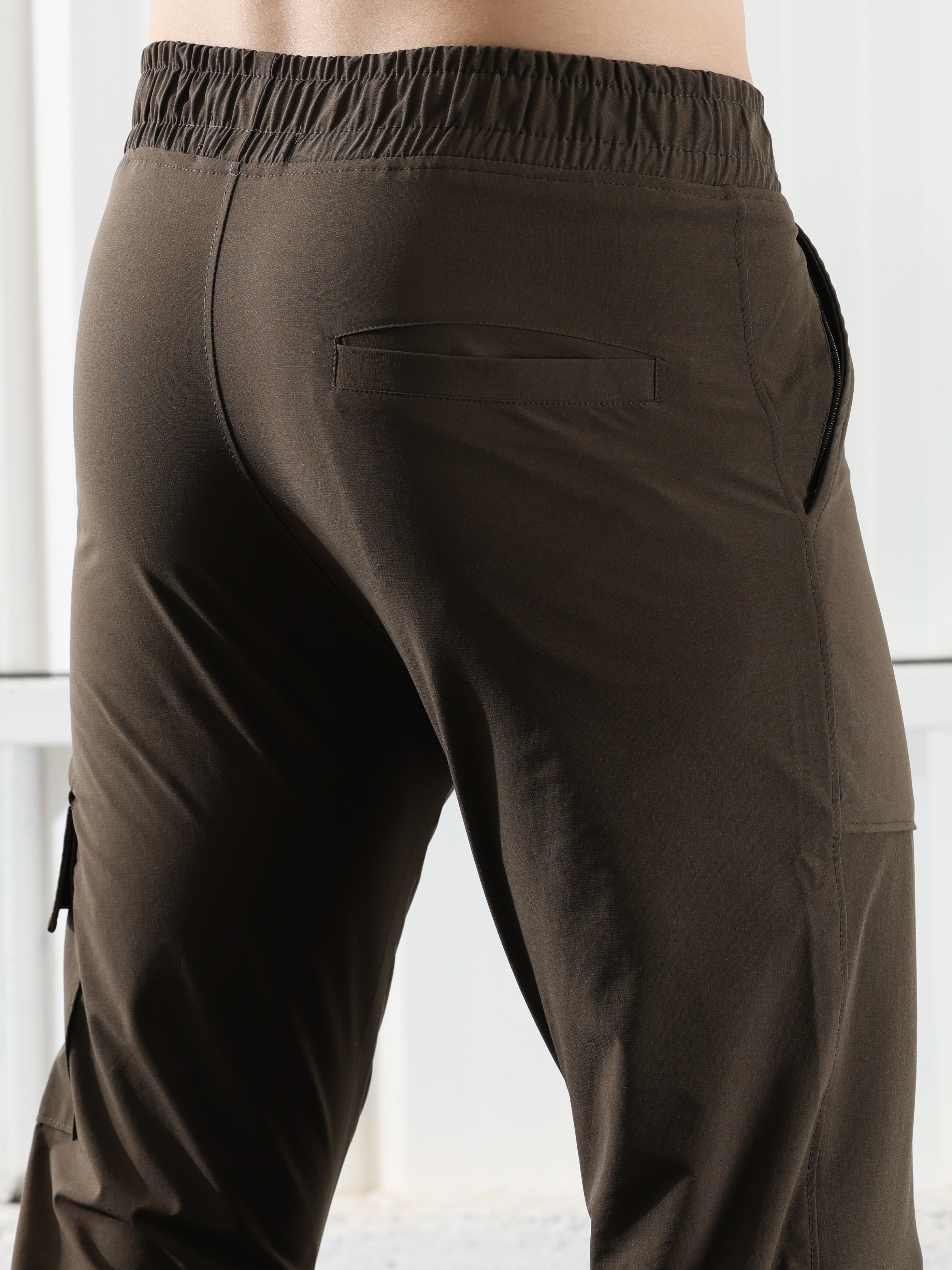 Mens Lycra fit Brown track pants - Address
