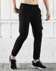 Mens Lycra fit Black Jogger pants - Address