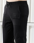 Mens Lycra fit Black Jogger pants - Address