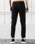 Mens Lycra fit Black Jogger pants - Address