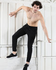 Mens Lycra fit Black Jogger pants - Address
