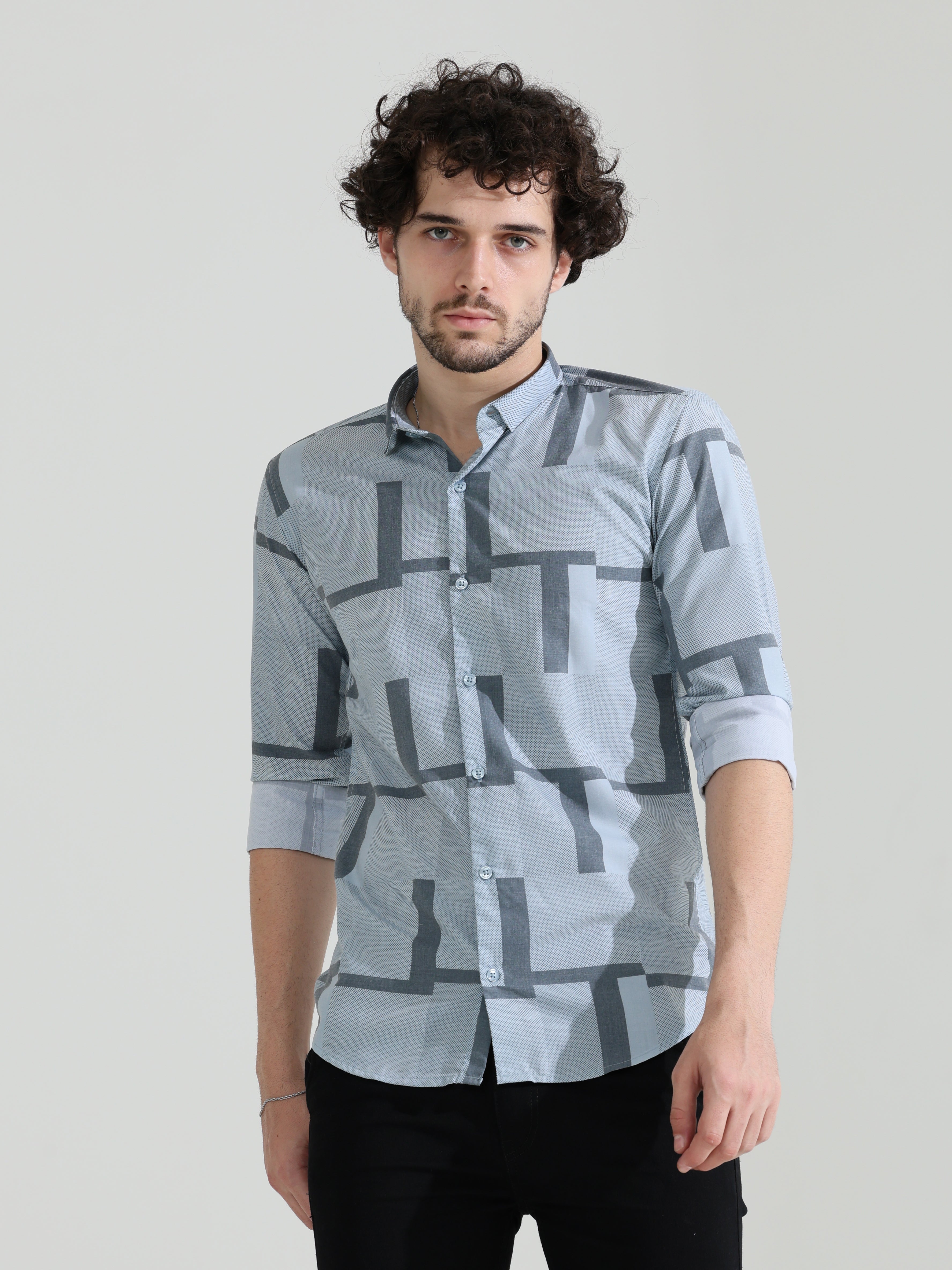 Wedgewood grey slim fit shirts