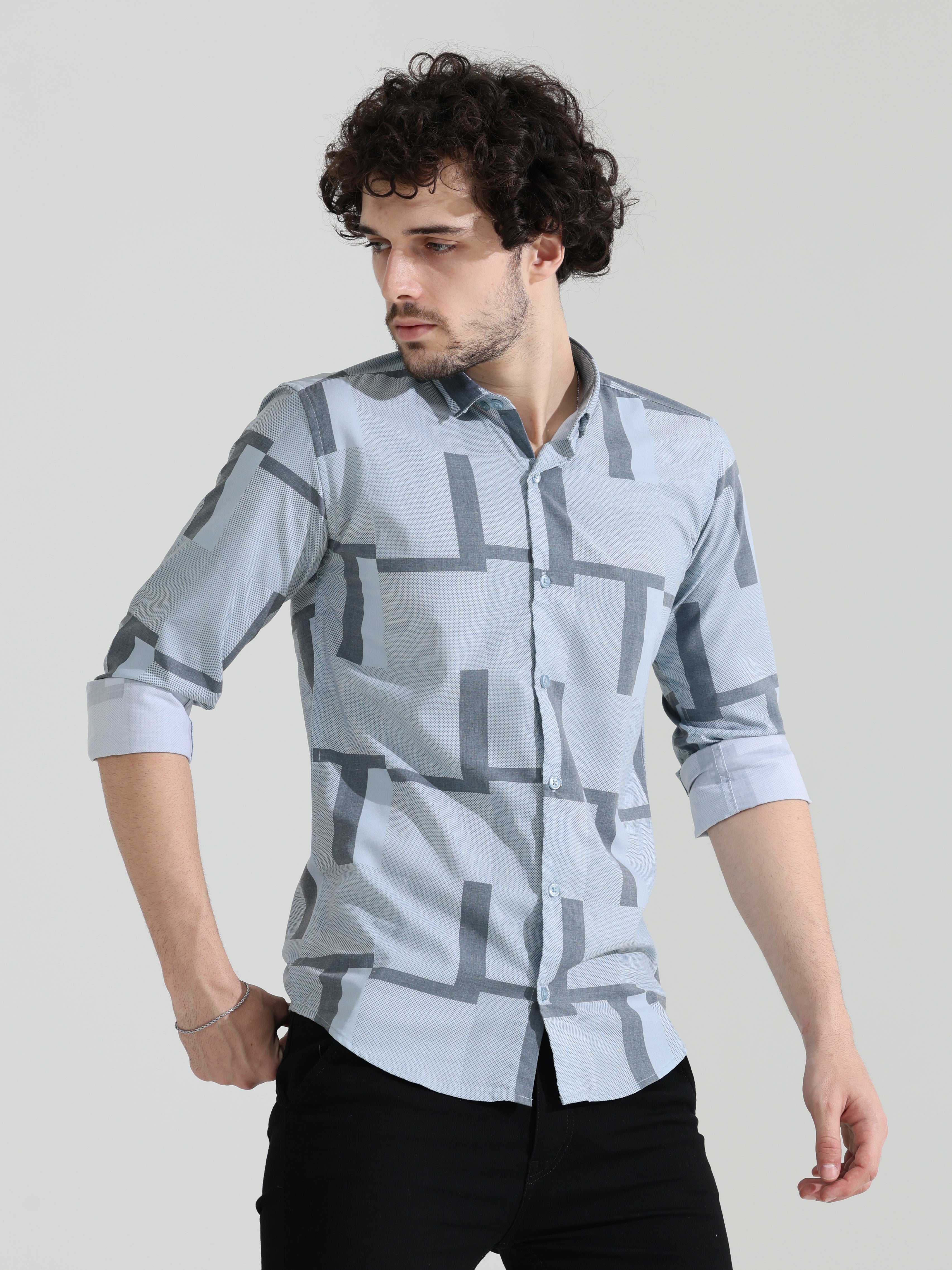 Wedgewood grey slim fit shirts