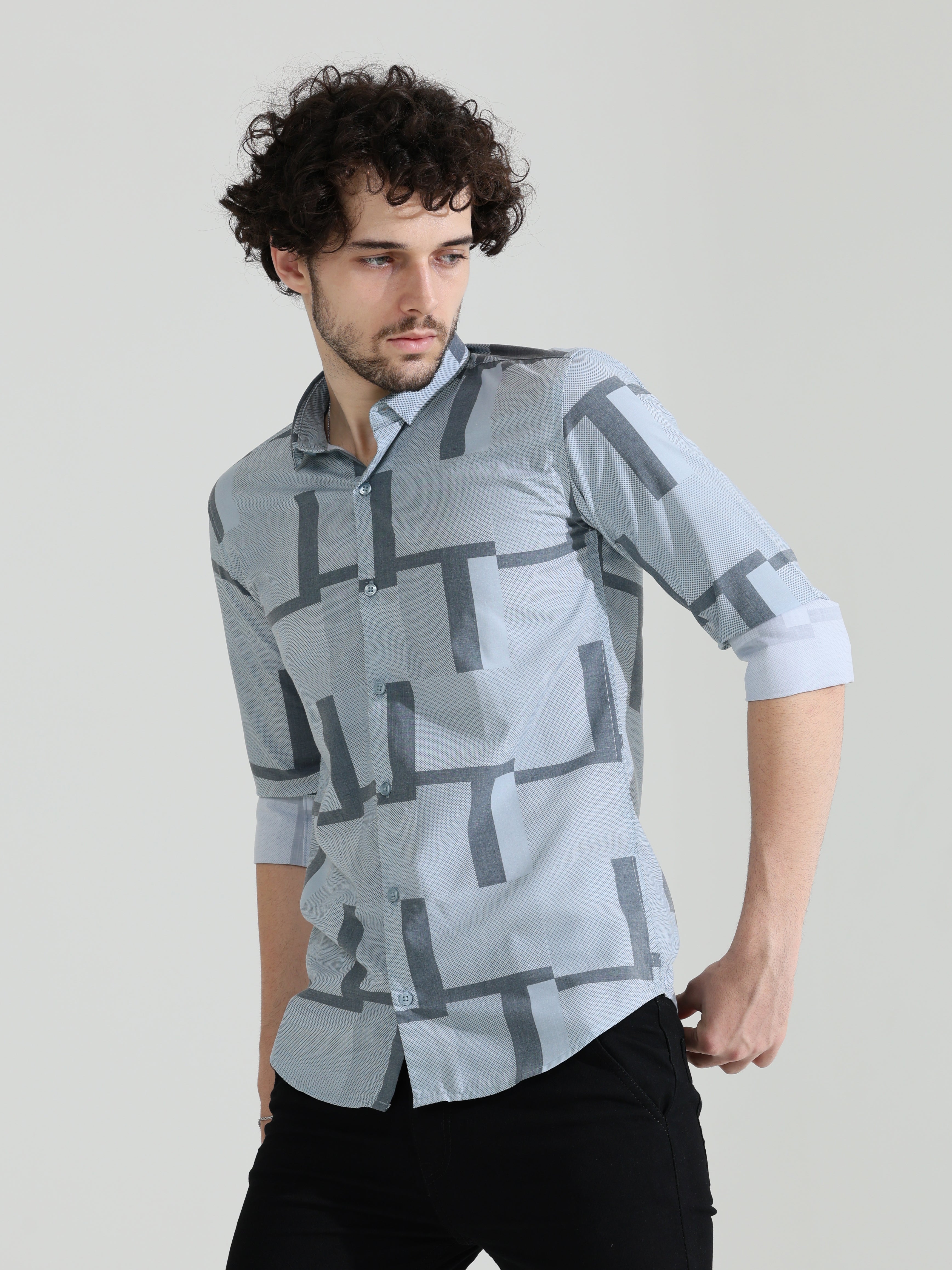 Wedgewood grey slim fit shirts