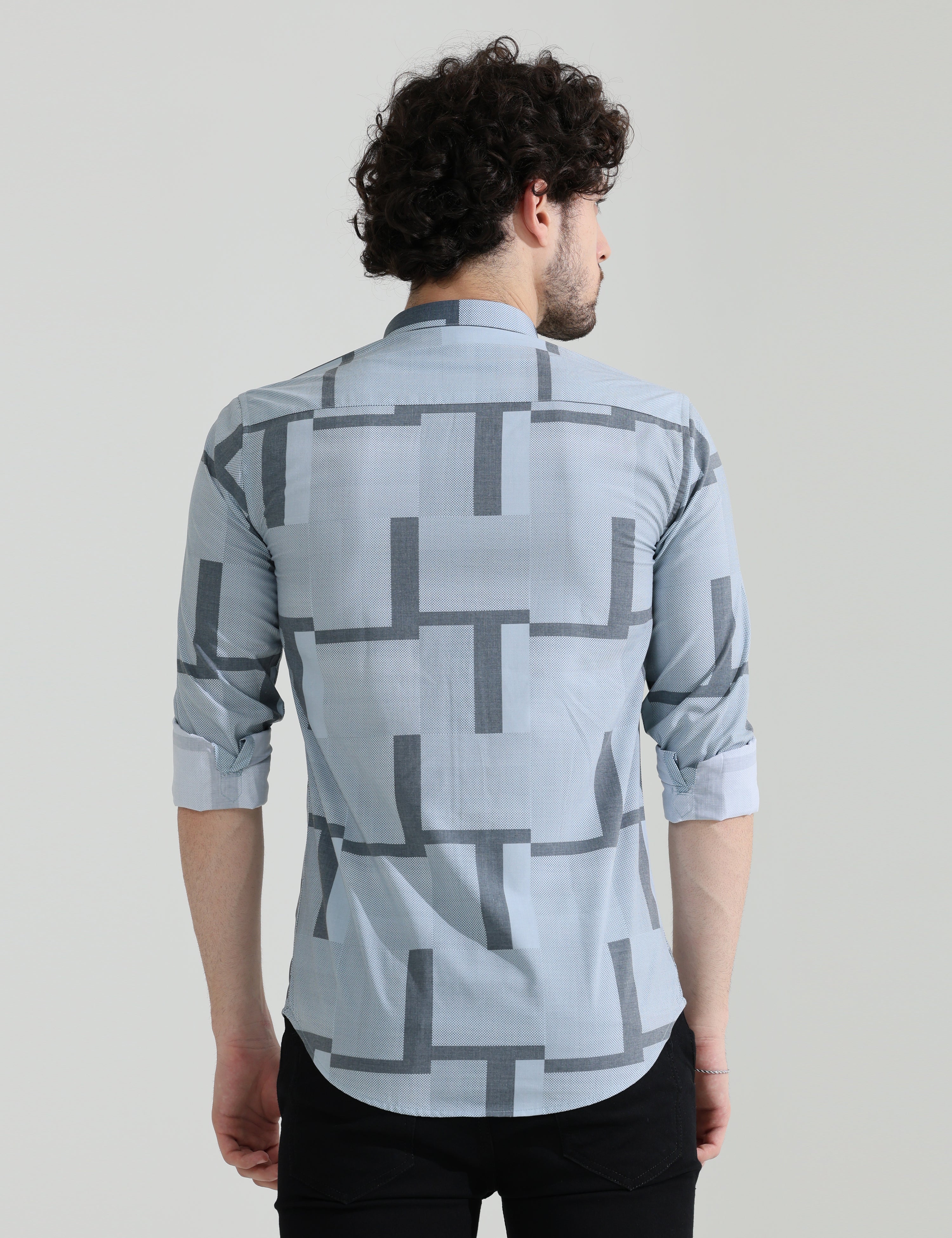 Wedgewood grey slim fit shirts