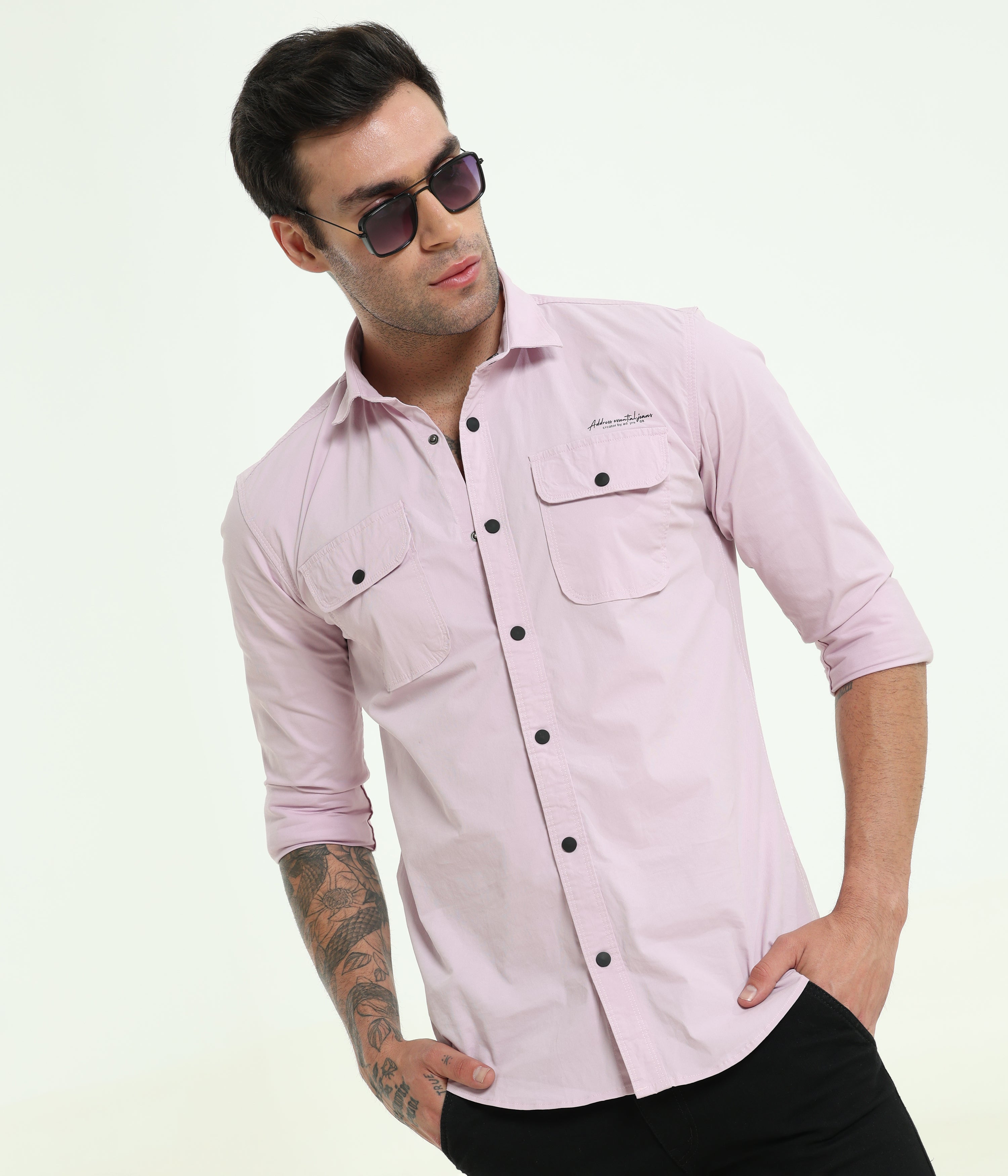 Baby Blush Double Pocket Slim Fit Shirt