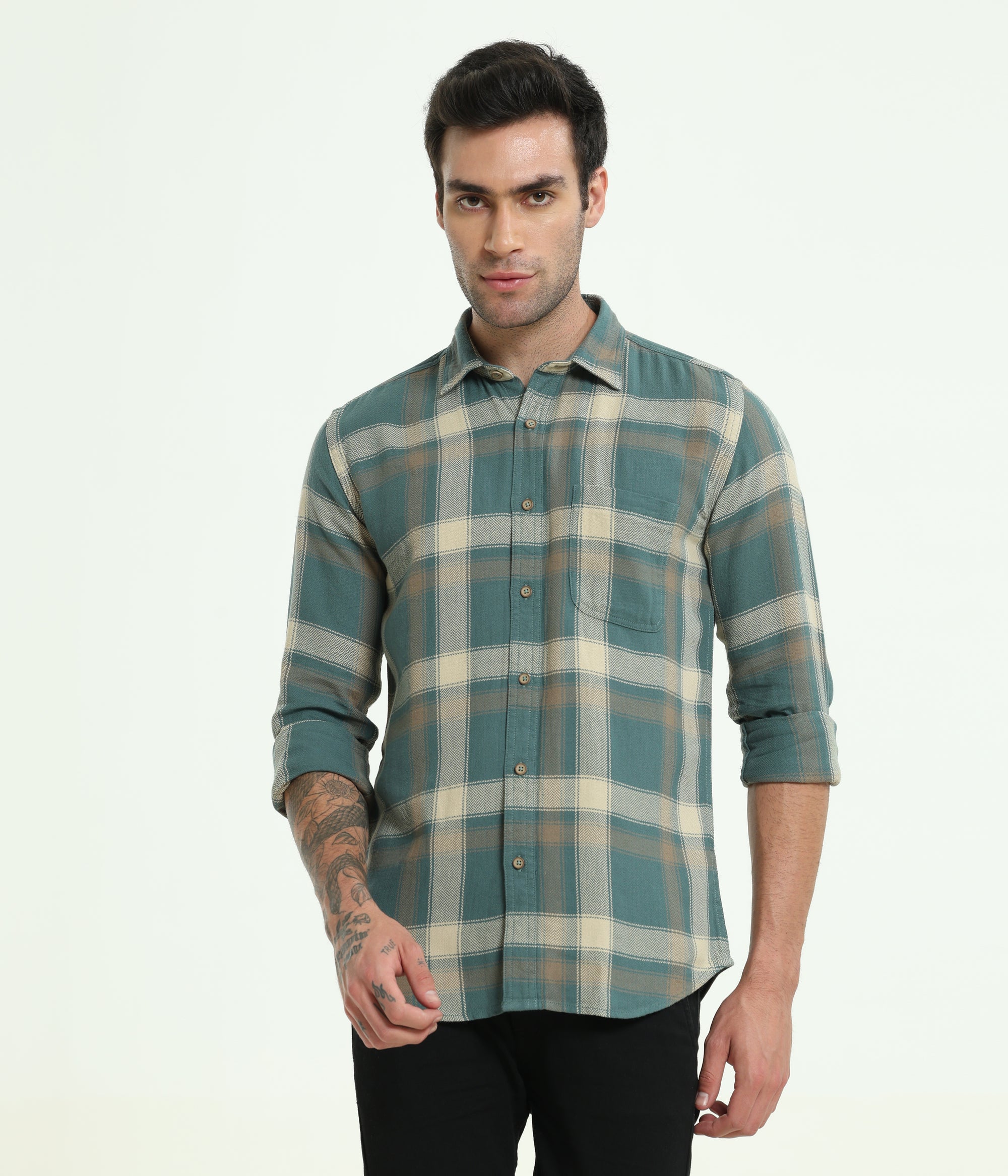 DARK CYAN SLIM FIT SHIRT