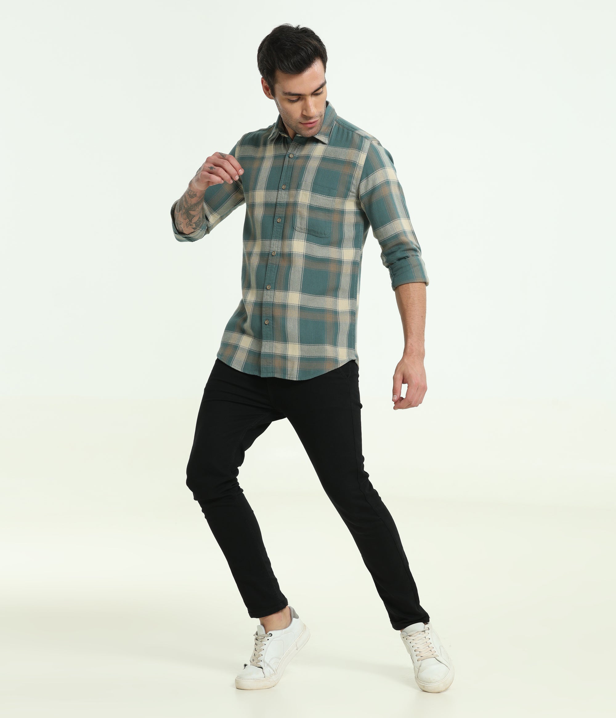 DARK CYAN SLIM FIT SHIRT