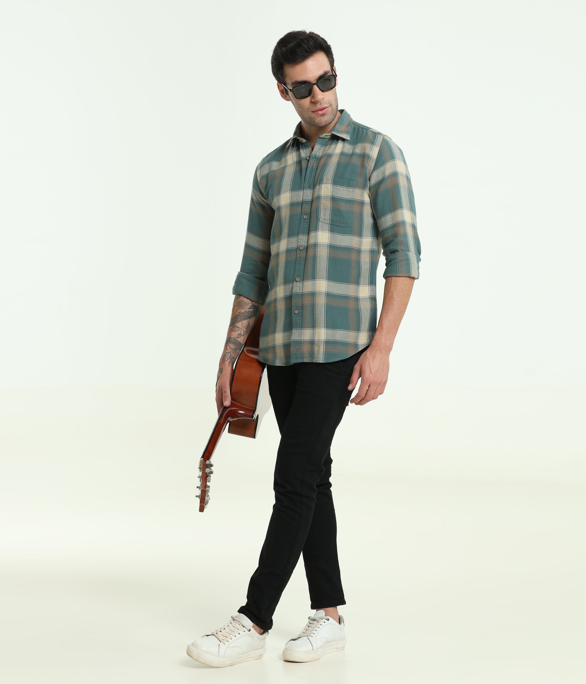 DARK CYAN SLIM FIT SHIRT