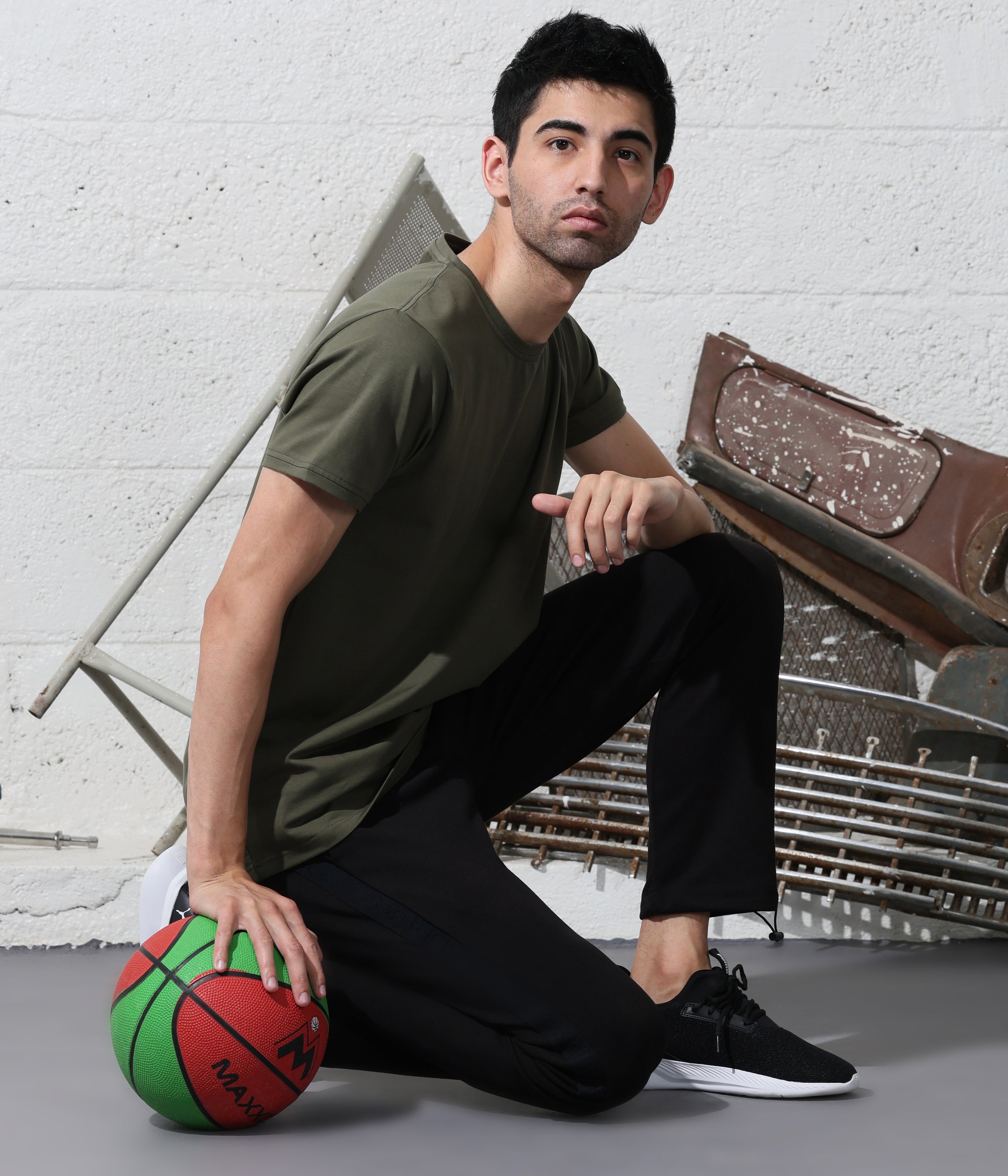 Black Men's Track Pants - Ankle Fit, Stretch Fabric