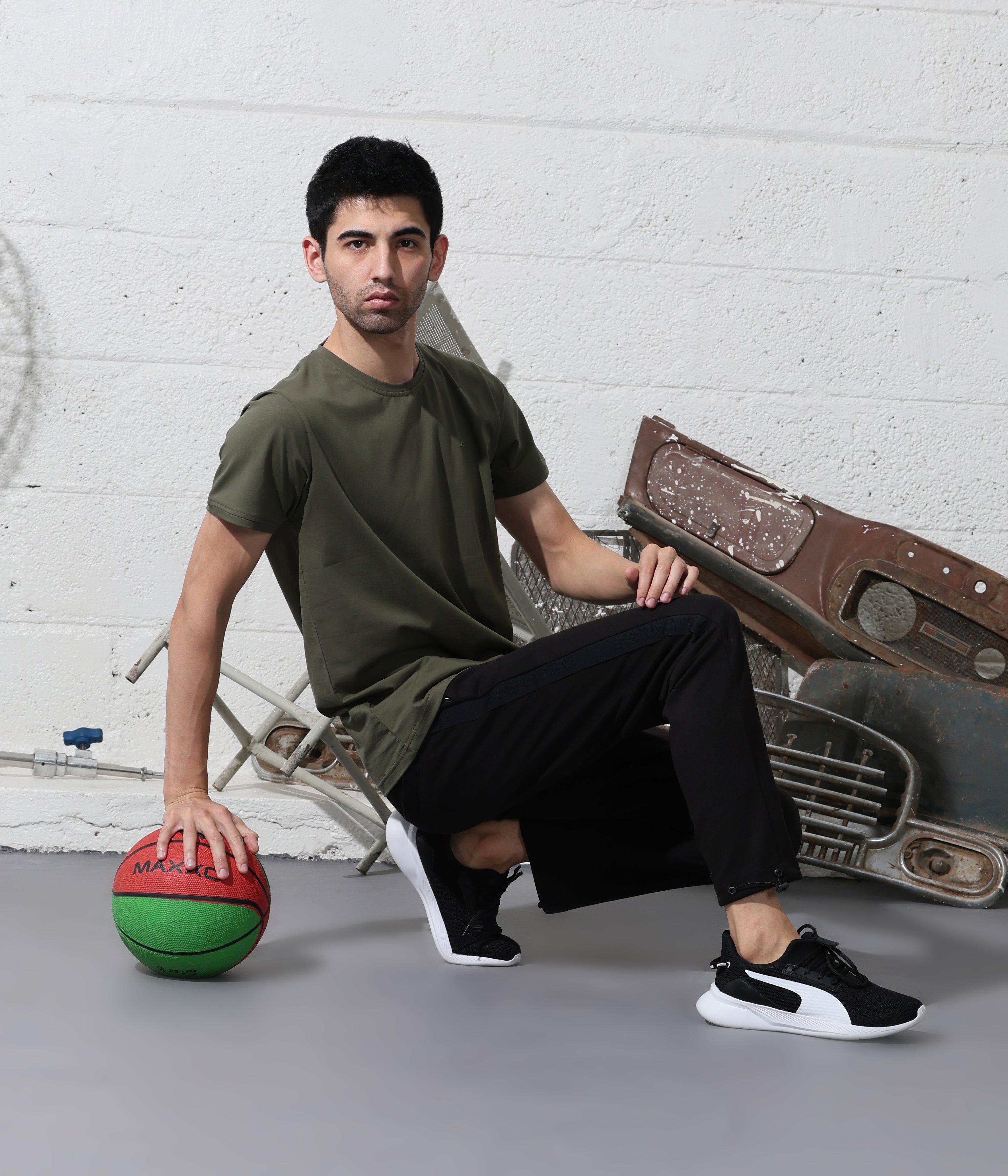 Black Men's Track Pants - Ankle Fit, Stretch Fabric