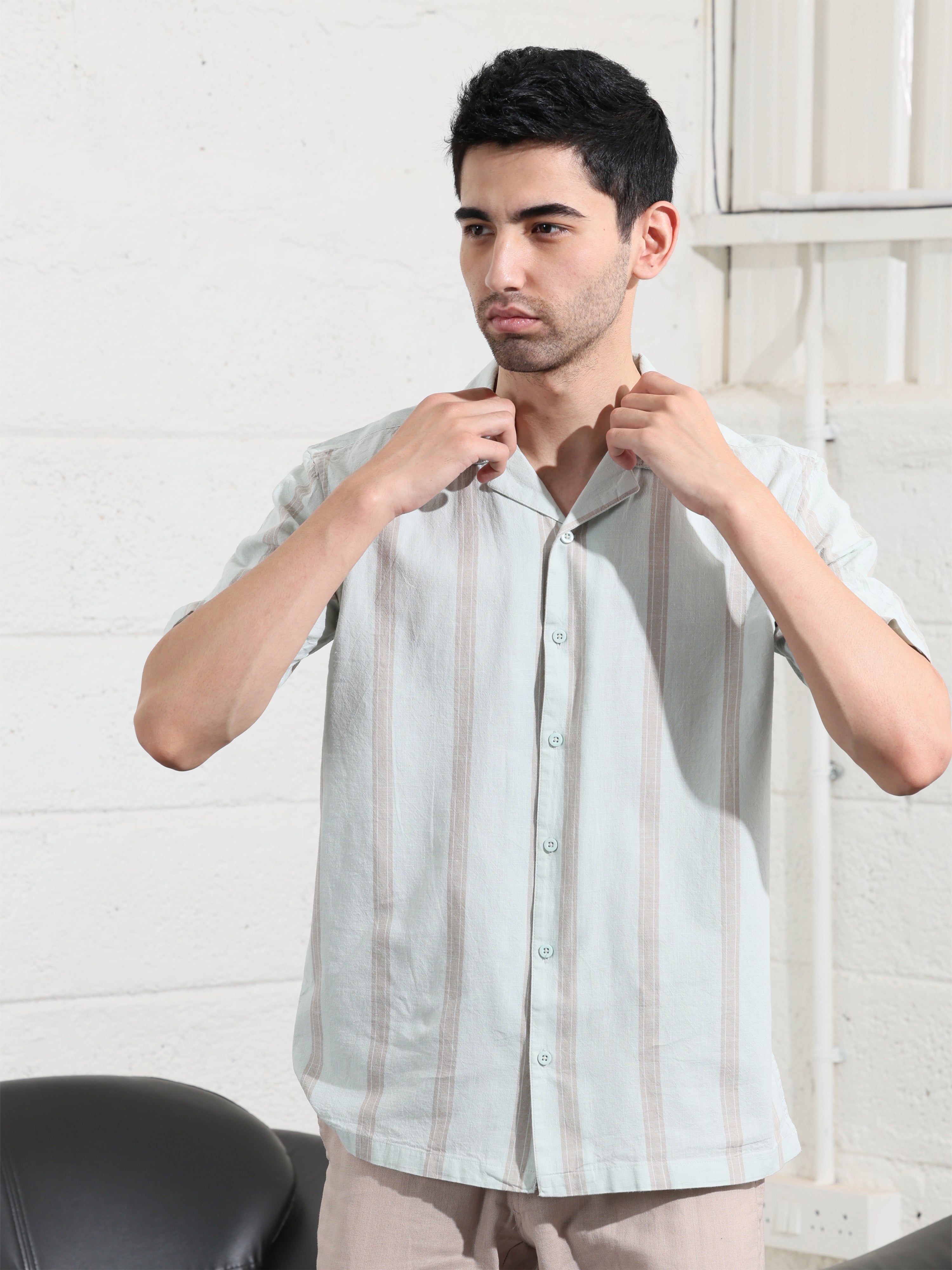 Pastel Green Stripe shirts - Address pro