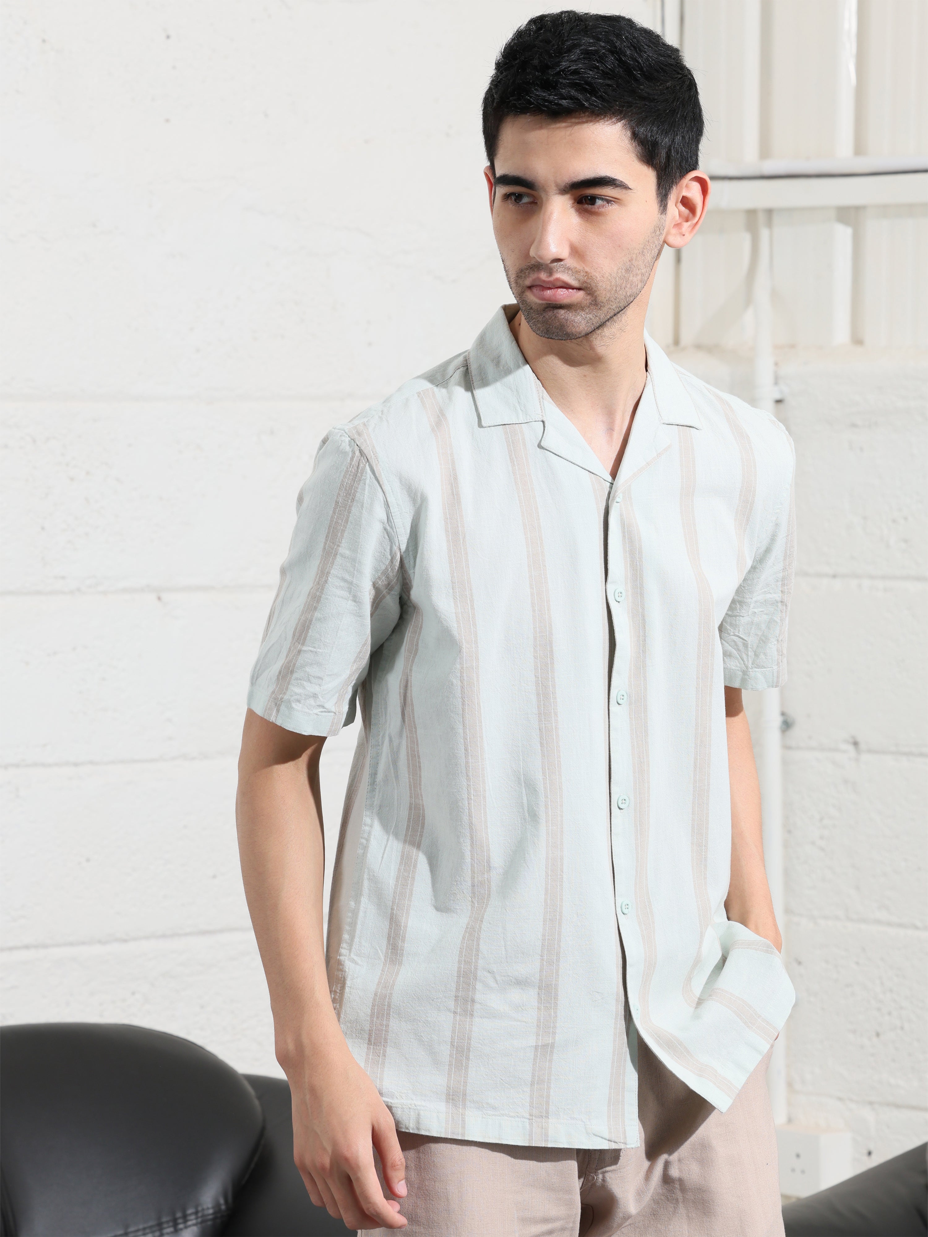 Pastel Green Stripe shirts - Address pro
