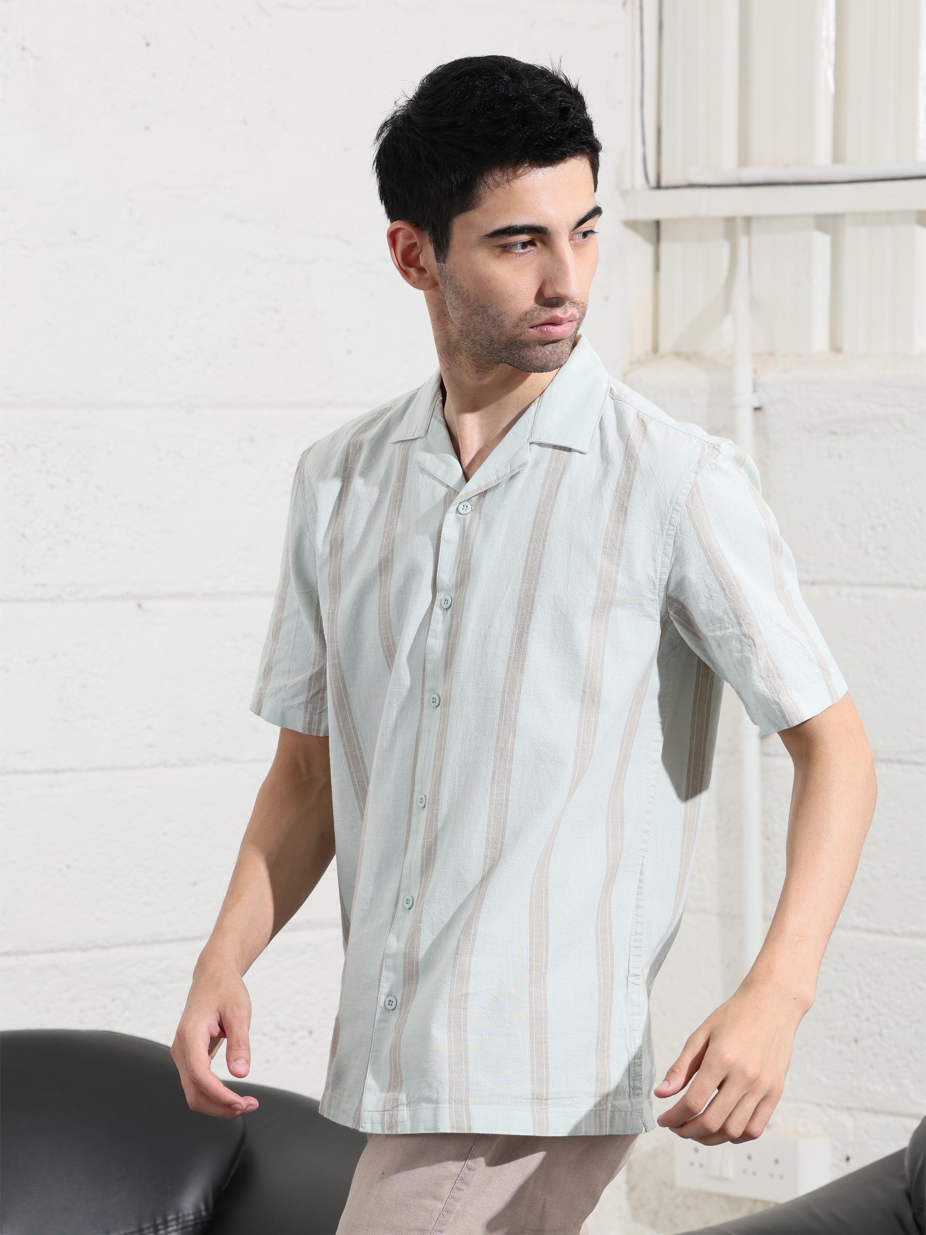 Pastel Green Stripe shirts - Address pro