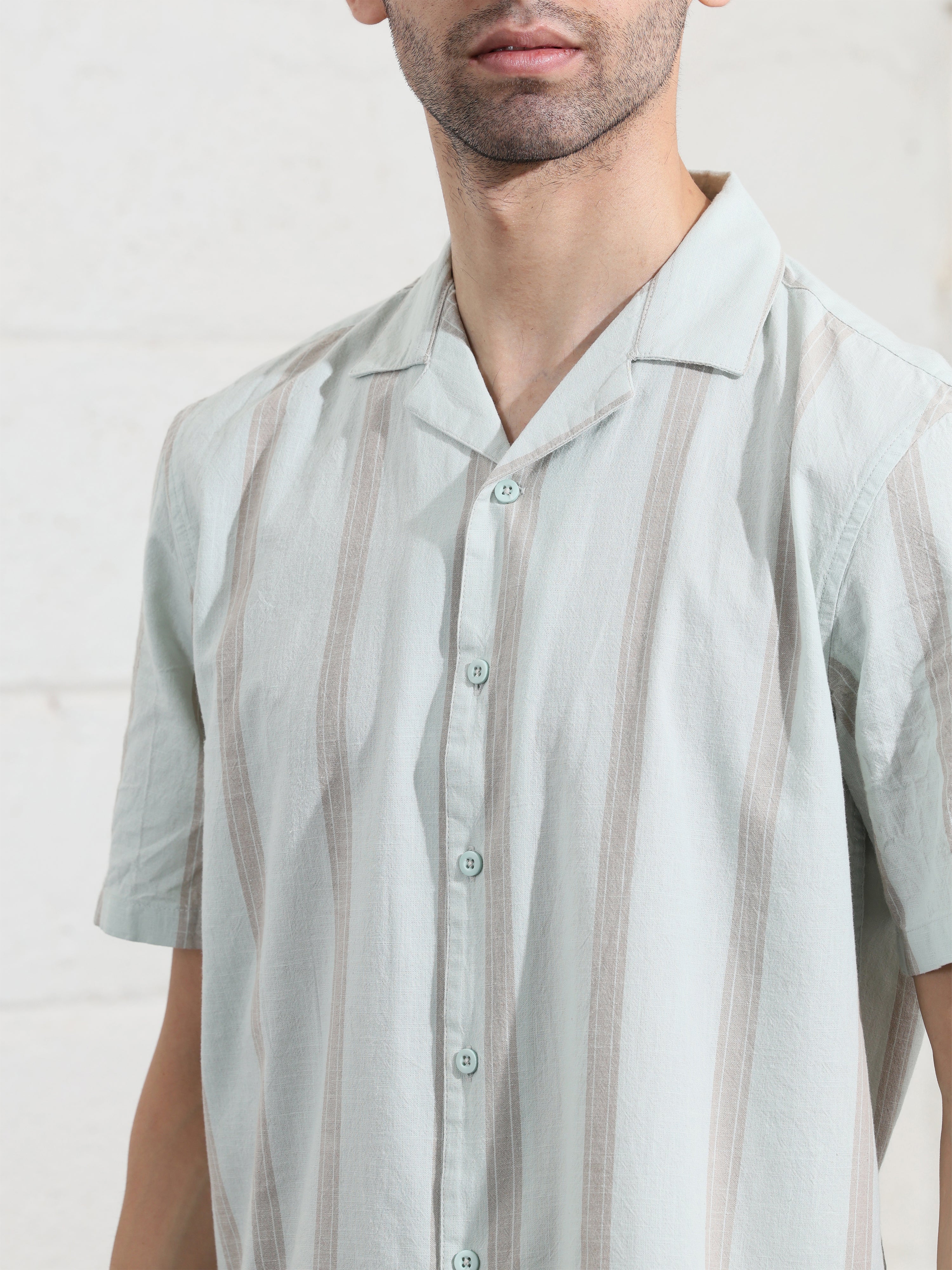 Pastel Green Stripe shirts - Address pro