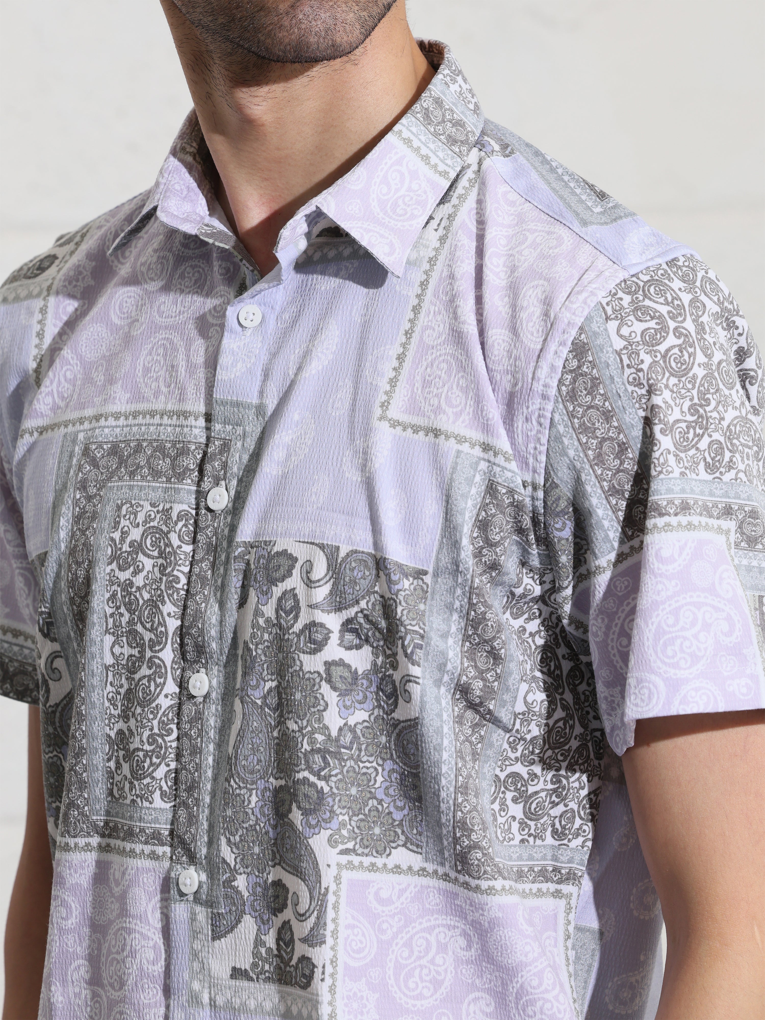 LT Olive Half sleeve printed shirts